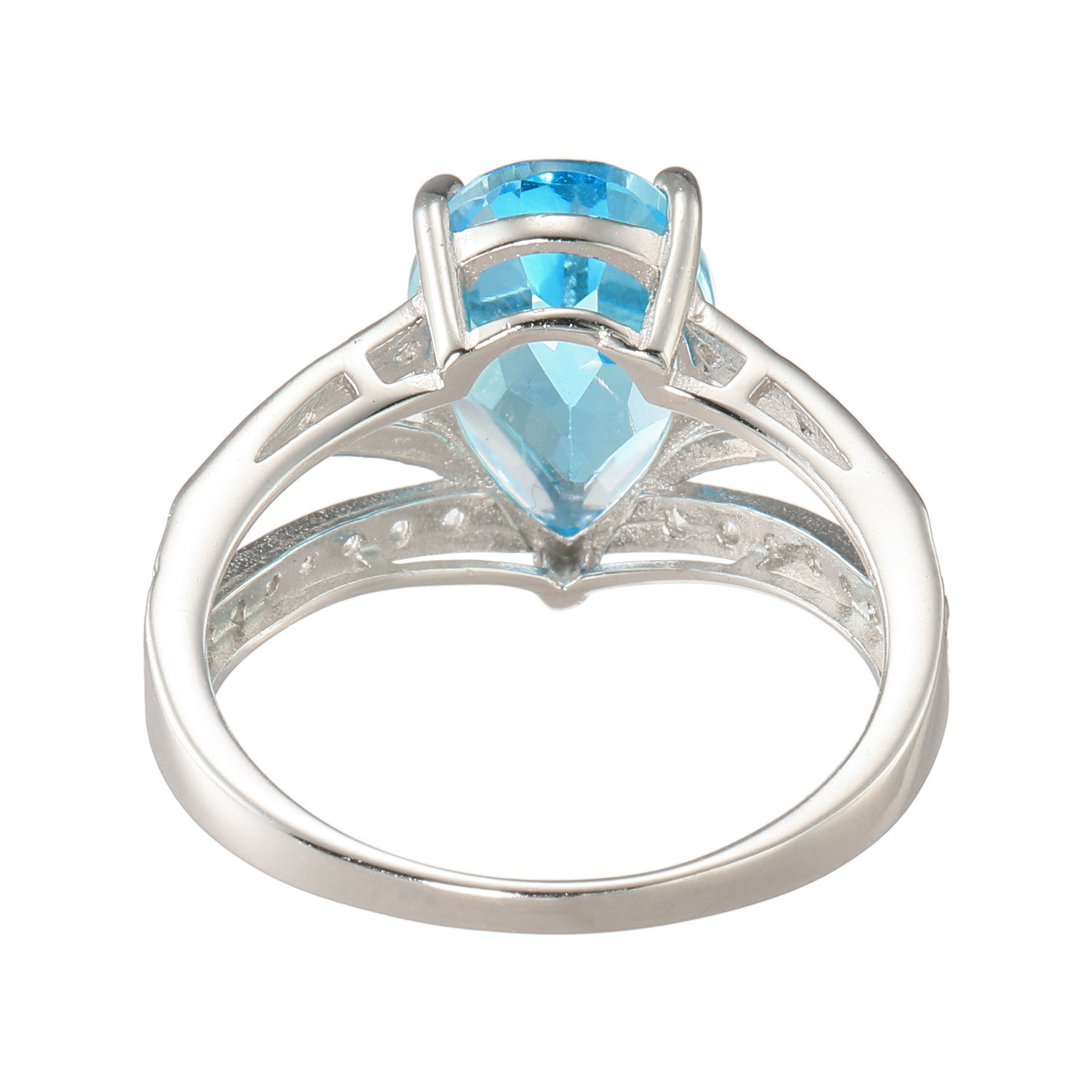 イーシア シルバー ブルートパーズ＆ ホワイトトパーズ ペアシェイプ リング