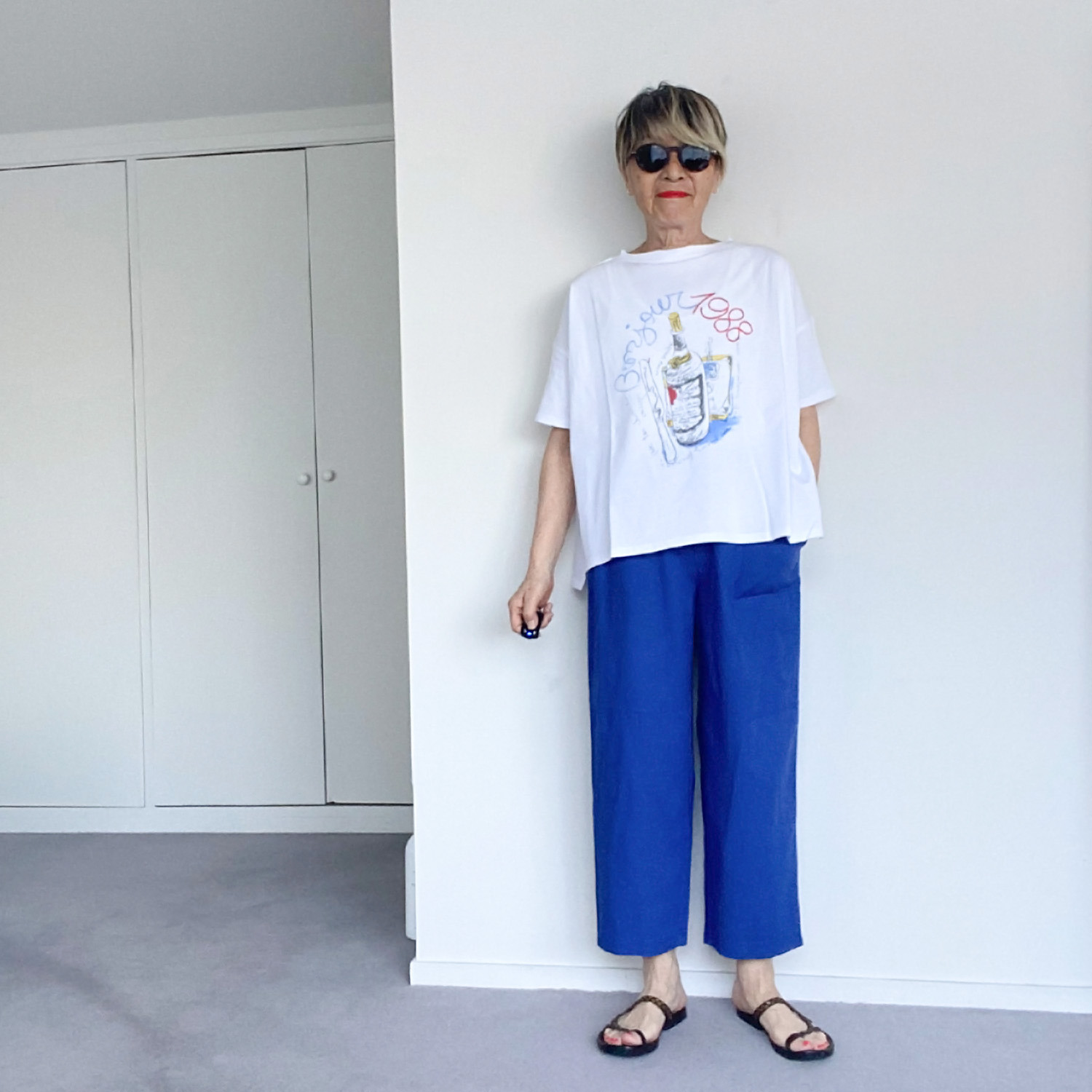 シャビージェンティール 麻混 クロップト丈パンツ