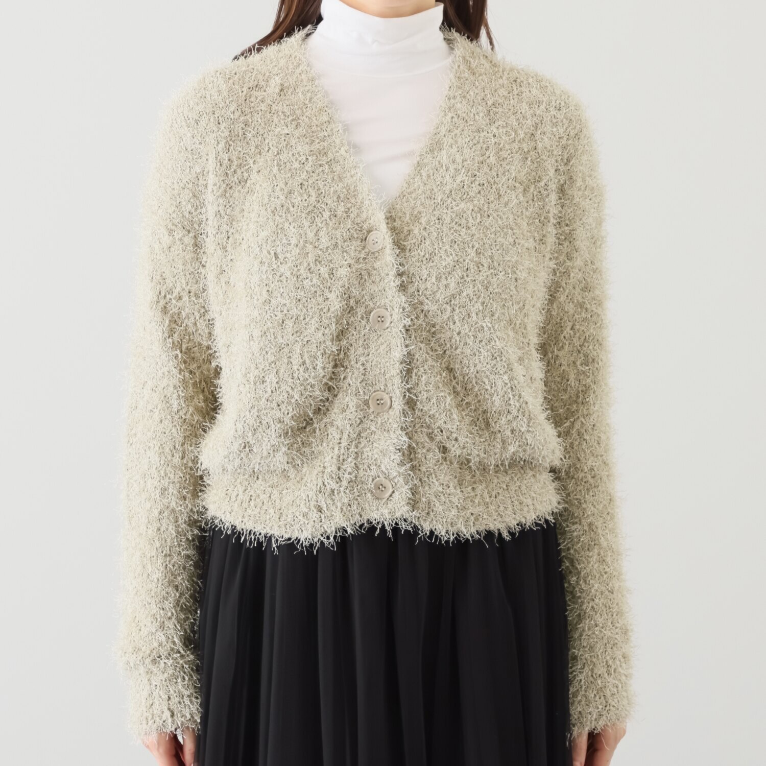 リサリサ ファンシーで大人な フリンジヤーン ニットカーディガン