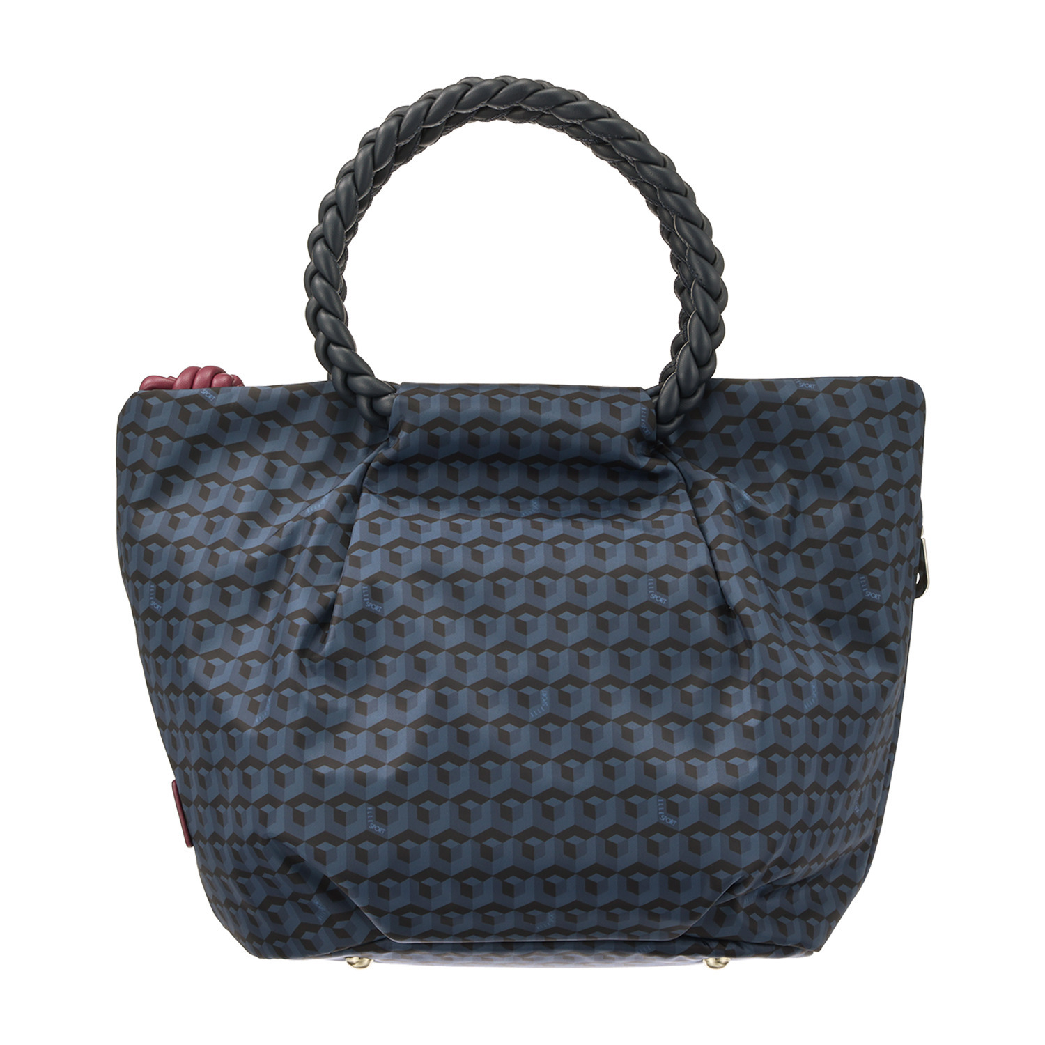 ＥＬＬＥ　ＳＰＯＲＴ はっ水 キューブ柄 ルリエシリーズ メッシュハンドル バスケット