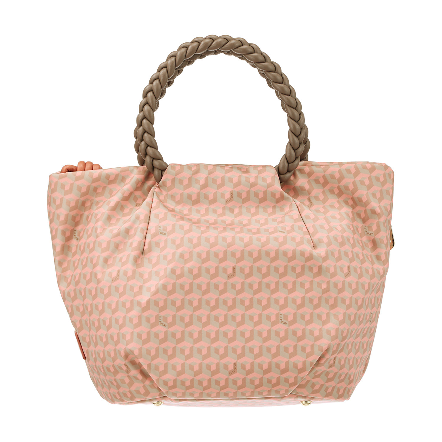 ＥＬＬＥ　ＳＰＯＲＴ はっ水 キューブ柄 ルリエシリーズ メッシュハンドル バスケット