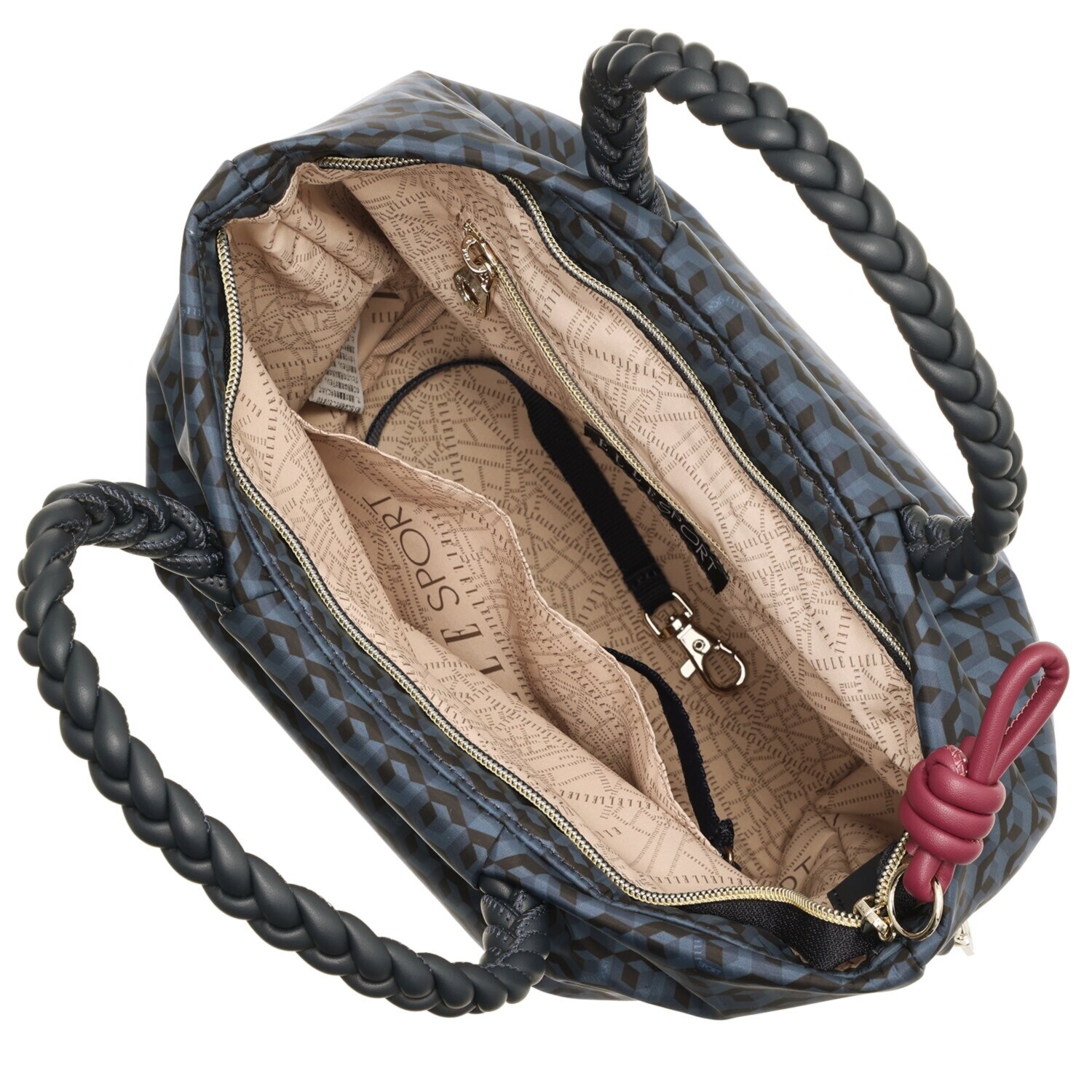 ＥＬＬＥ　ＳＰＯＲＴ はっ水 キューブ柄 ルリエシリーズ メッシュハンドル バスケット