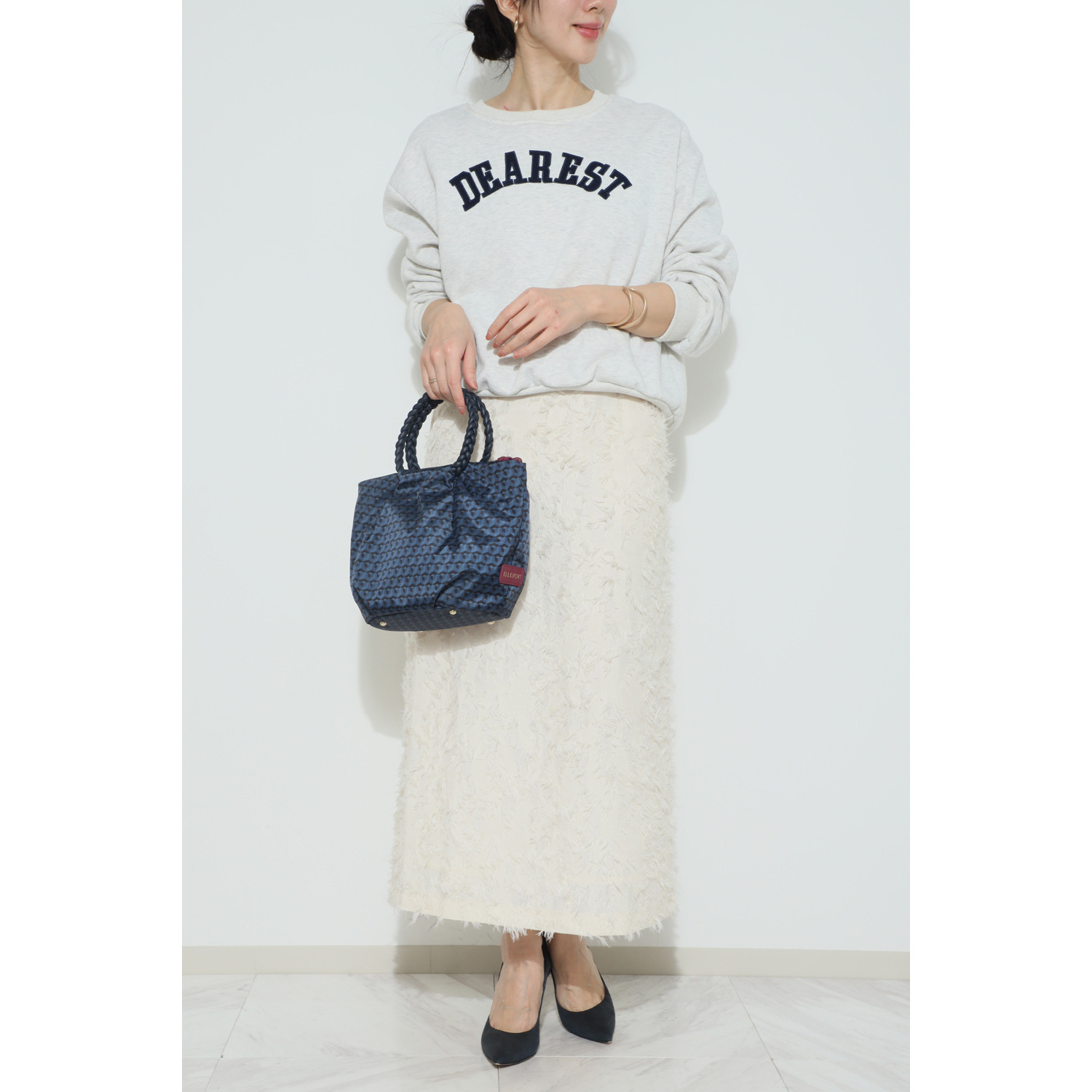 ＥＬＬＥ　ＳＰＯＲＴ はっ水 キューブ柄 ルリエシリーズ メッシュハンドル バスケット