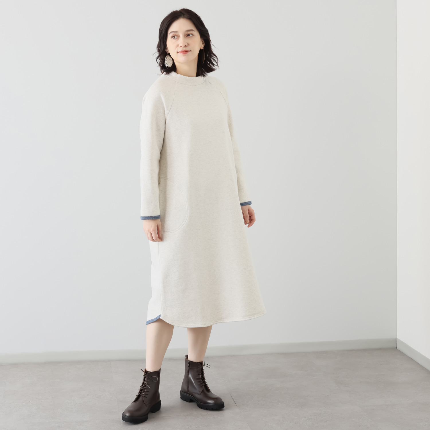 シロヤイチガントウキョウ リバーエース（Ｒ） 裏毛起毛 ラグランスリーブ ワンピース