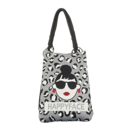 ハッピーフェイス ピコニットトートバッグ “レオパード”