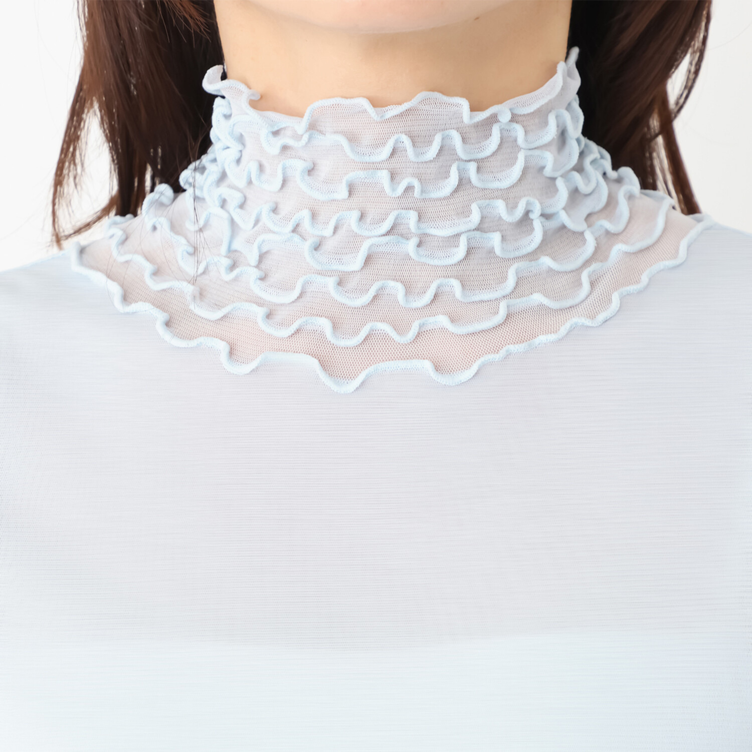 メッシュウィッシュ やわらか！　さらっと！ メッシュ素材！ フローラルネック プルオーバー