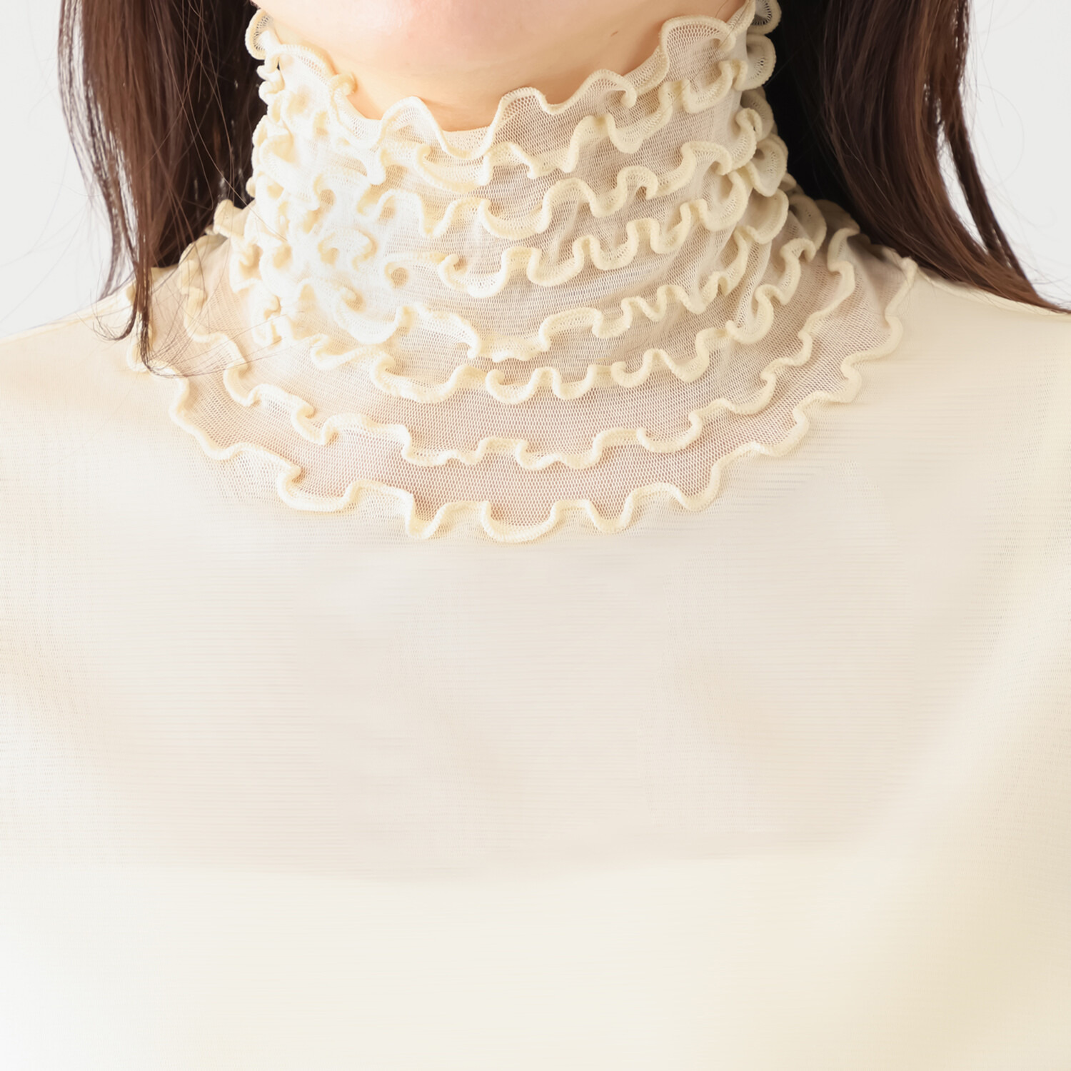 メッシュウィッシュ やわらか！　さらっと！ メッシュ素材！ フローラルネック プルオーバー