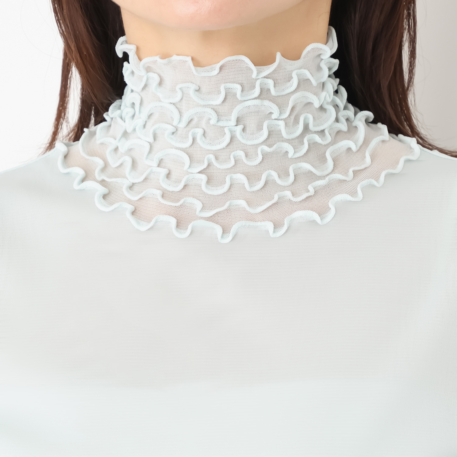 メッシュウィッシュ やわらか！　さらっと！ メッシュ素材！ フローラルネック プルオーバー