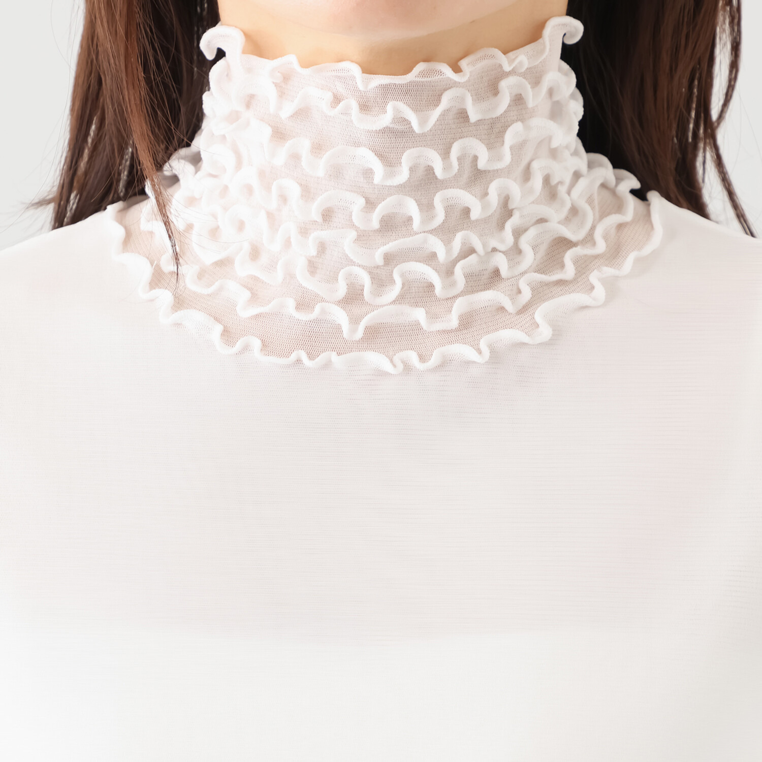 メッシュウィッシュ やわらか！　さらっと！ メッシュ素材！ フローラルネック プルオーバー