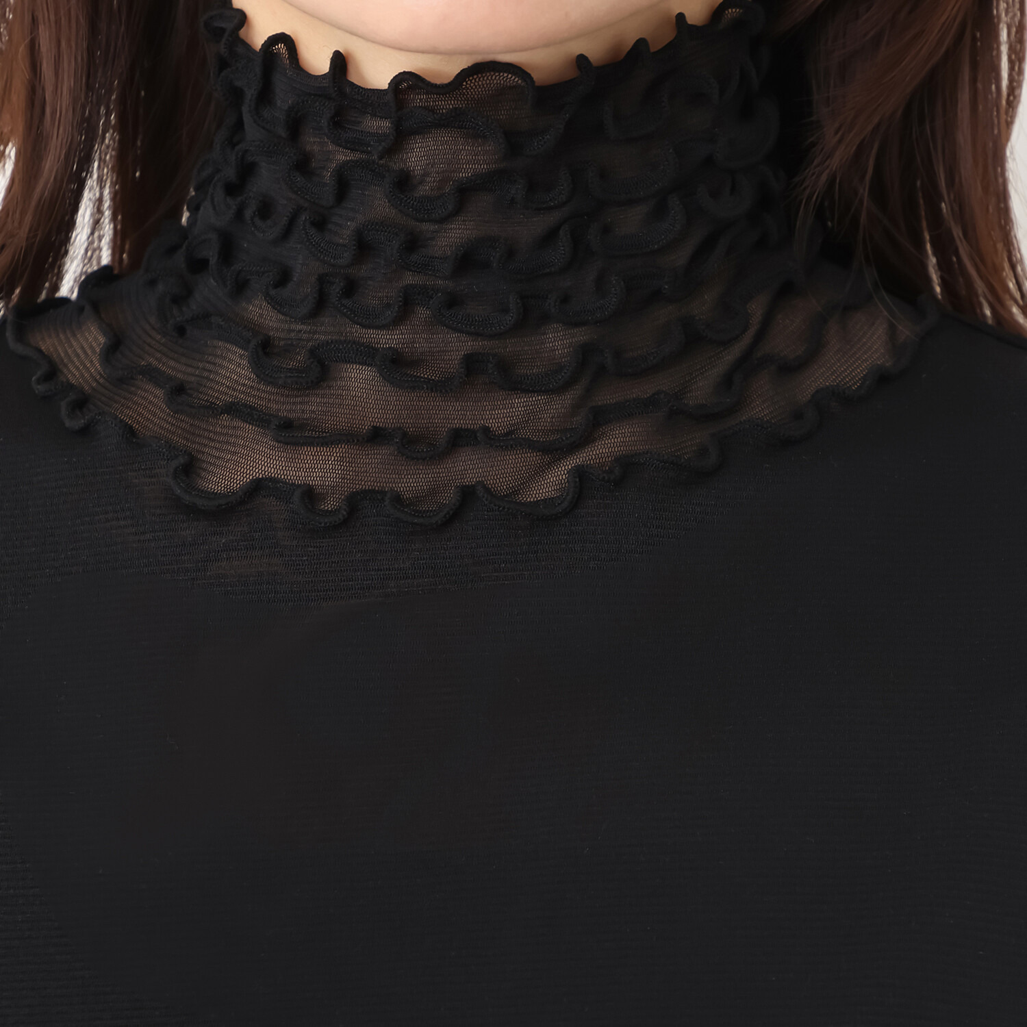 メッシュウィッシュ やわらか！　さらっと！ メッシュ素材！ フローラルネック プルオーバー