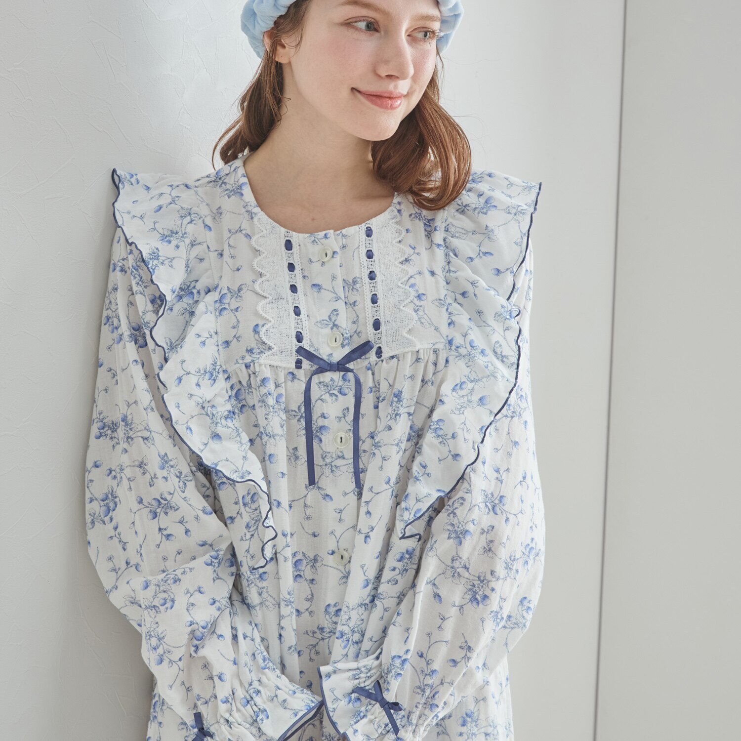 ナルエー コットン１００％ ダブルガーゼ ベリーガーデン ワンピース