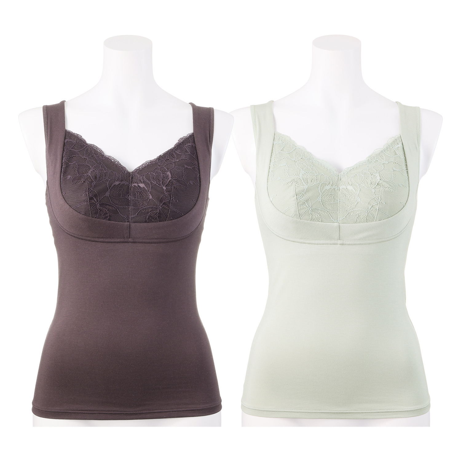 エレーヌ 抗菌防臭 シルキースムース ふわっと包んでバストＵＰ カップ付タンクトップ ２枚セット