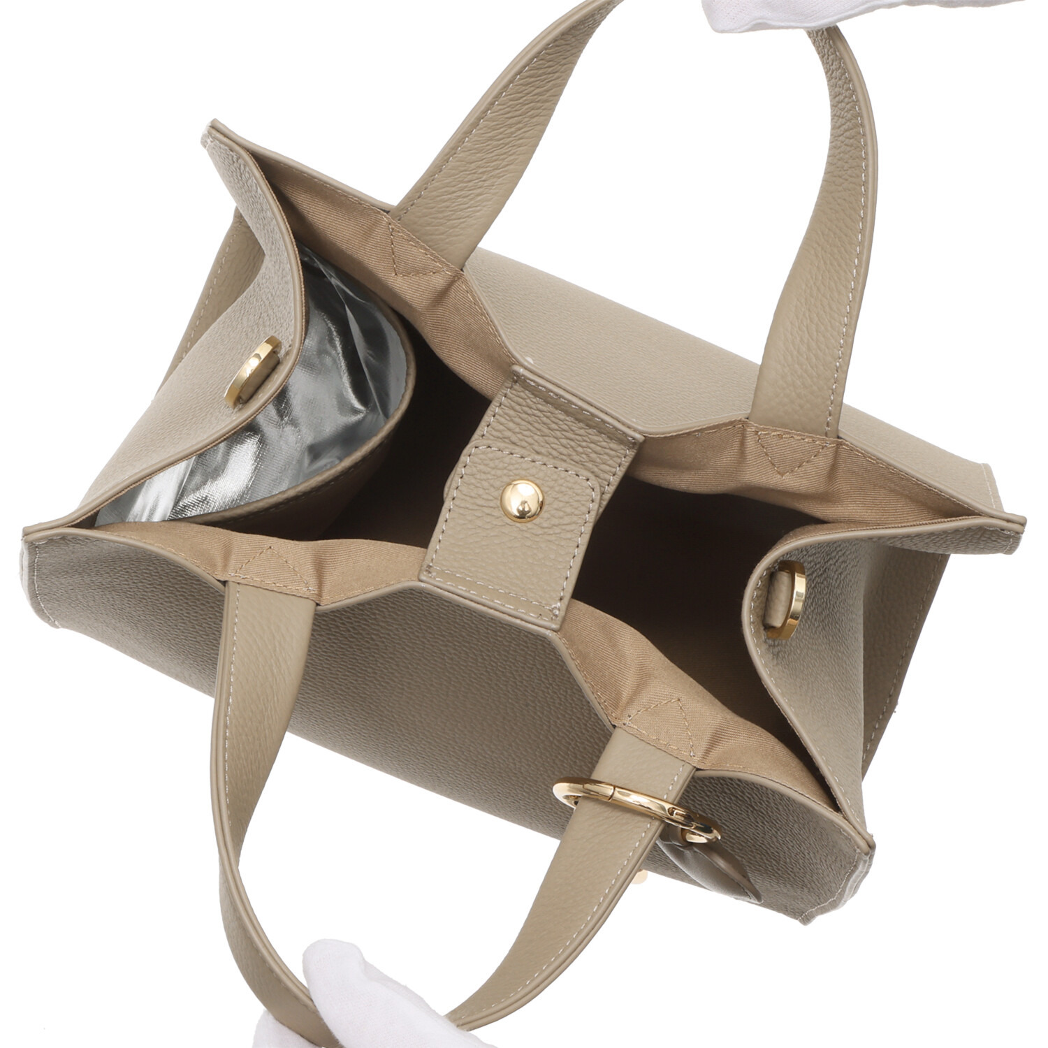 リネーム 牛革 底マチたっぷり ２ウェイスクエアバッグ