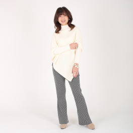 美ｓｕｓａｂｉ ニットジャガード 配色ヘリンボーン柄 ソフトフレアーパンツ