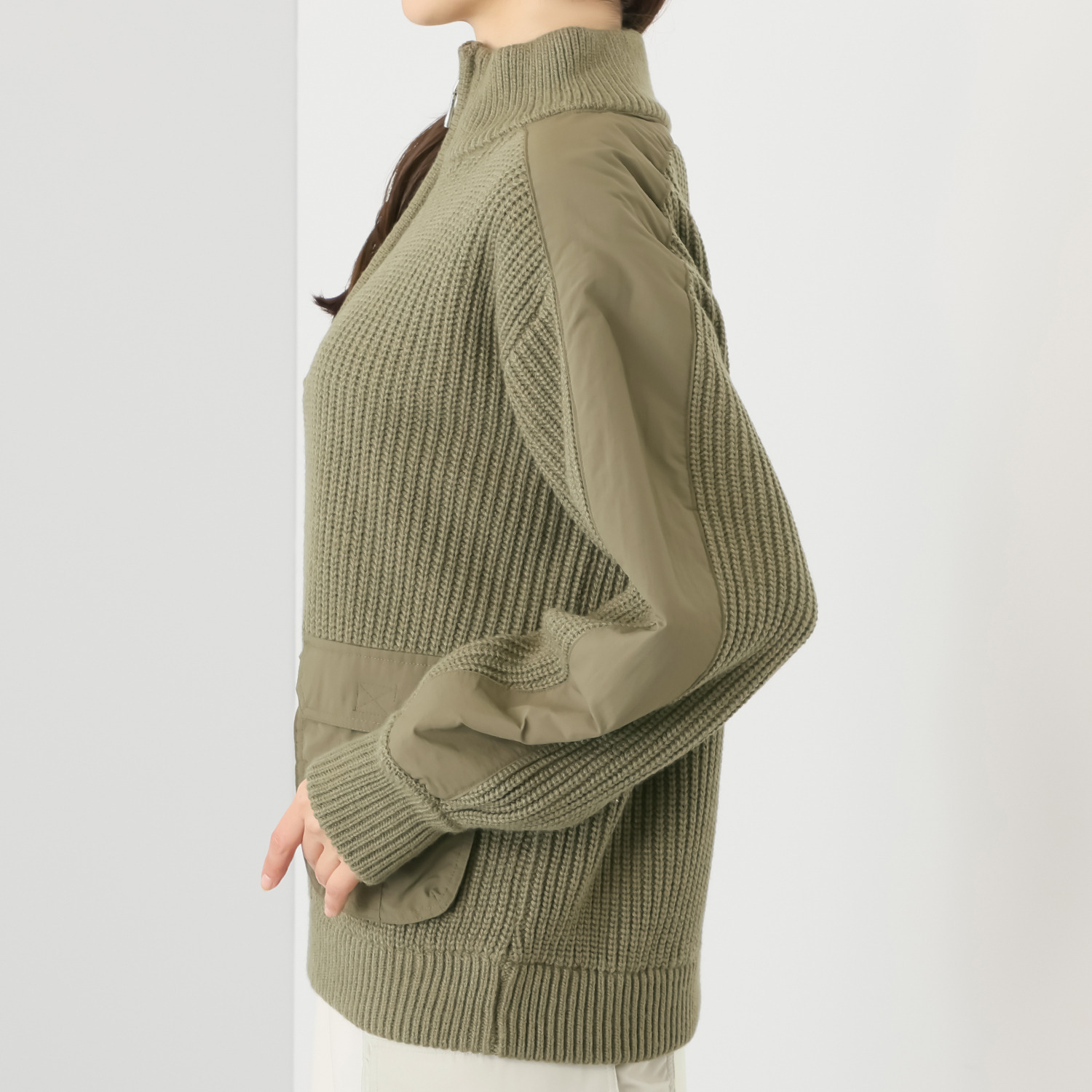 ヘブンアンドアース ミリタリーディテール ハーフジップ ニットプルオーバー