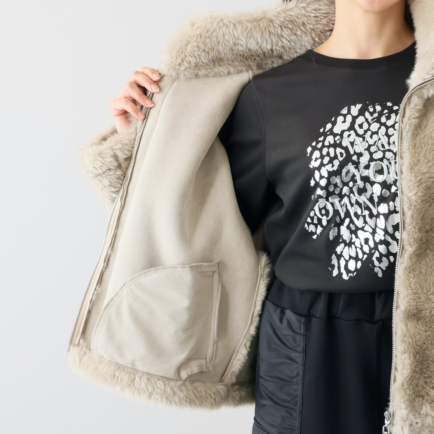 ヘブンアンドアース スエードボンディング ボアジャケット