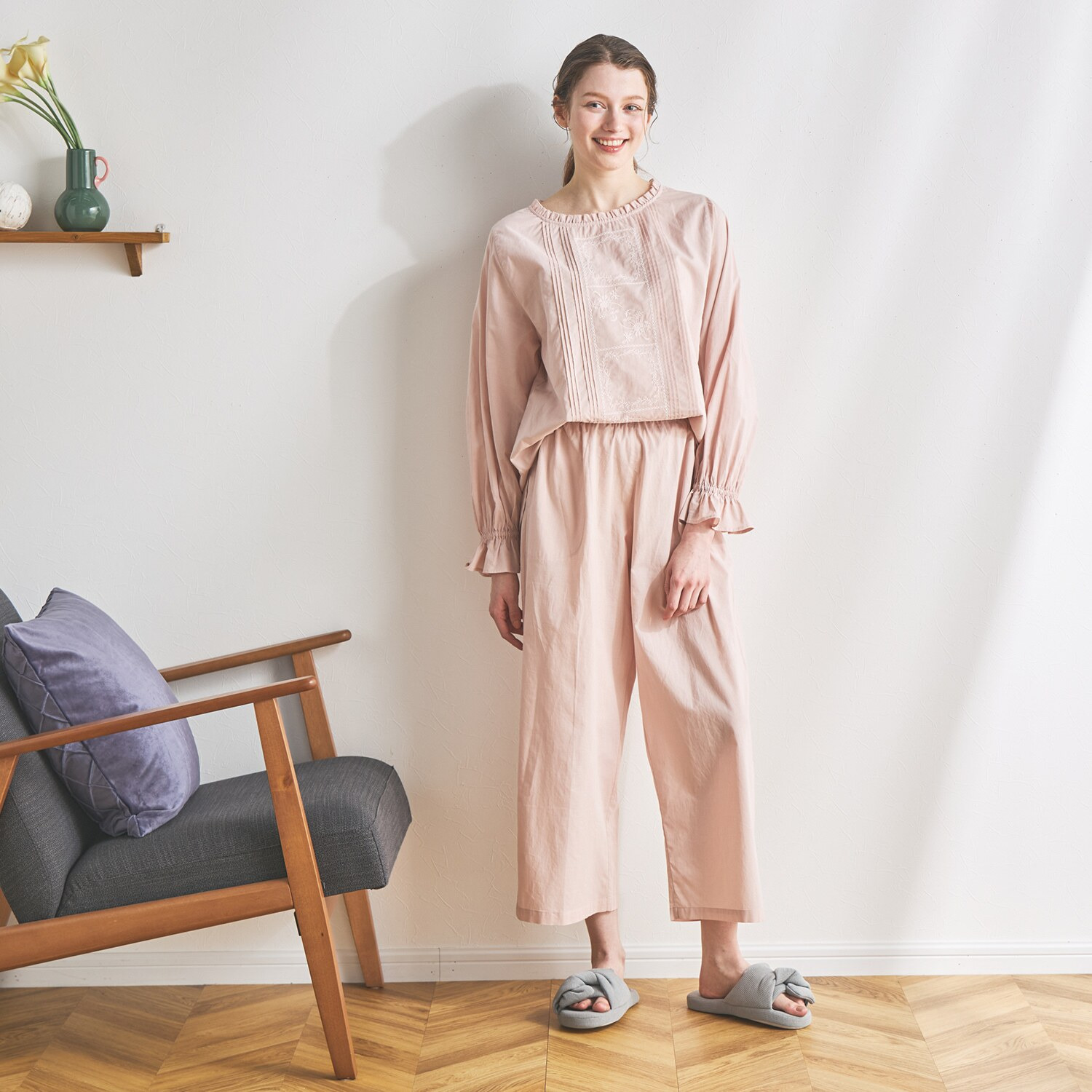 ナルエー コットンローン クラシカル刺しゅう セットアップ