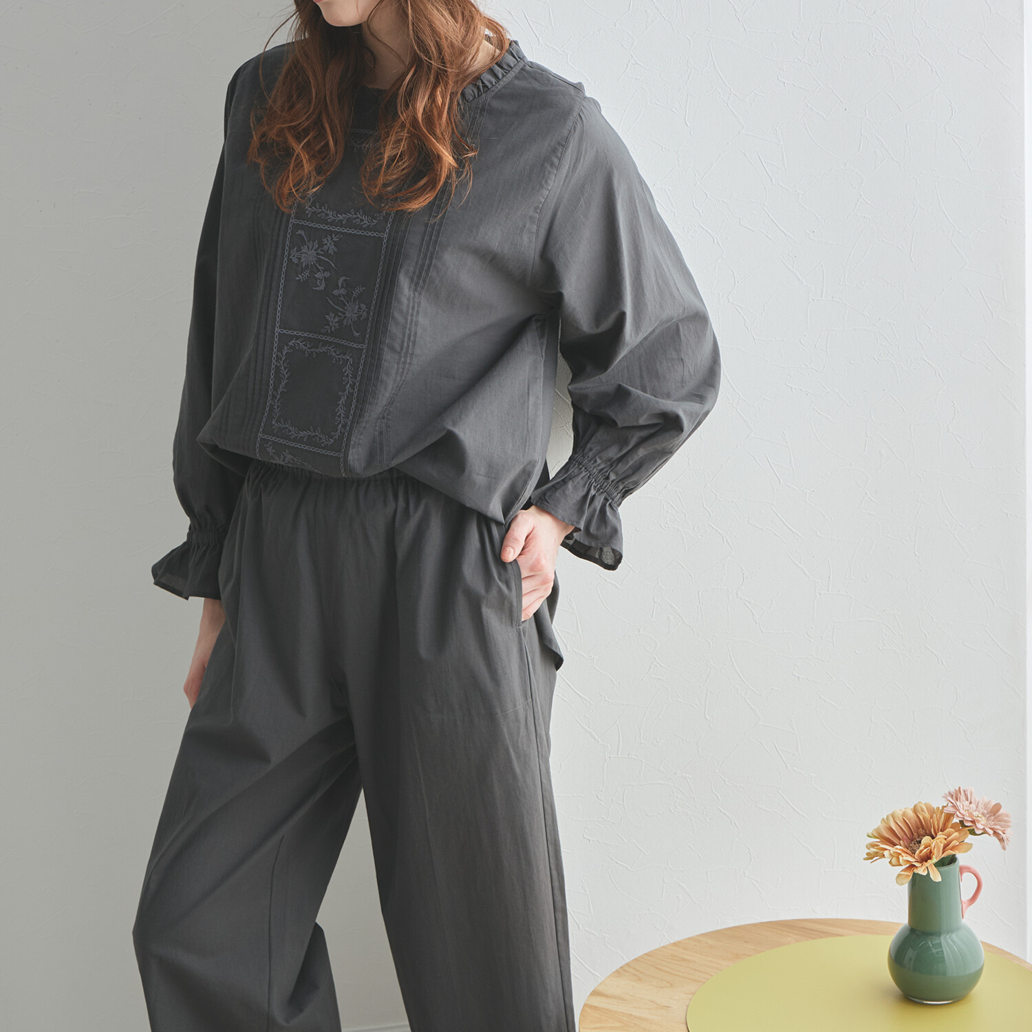 ナルエー コットンローン クラシカル刺しゅう セットアップ