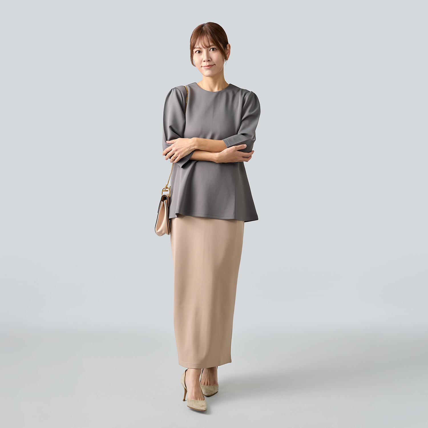 マンスリートライミー 着回し抜群 体形カバートップス＆ すっきりスカートセット