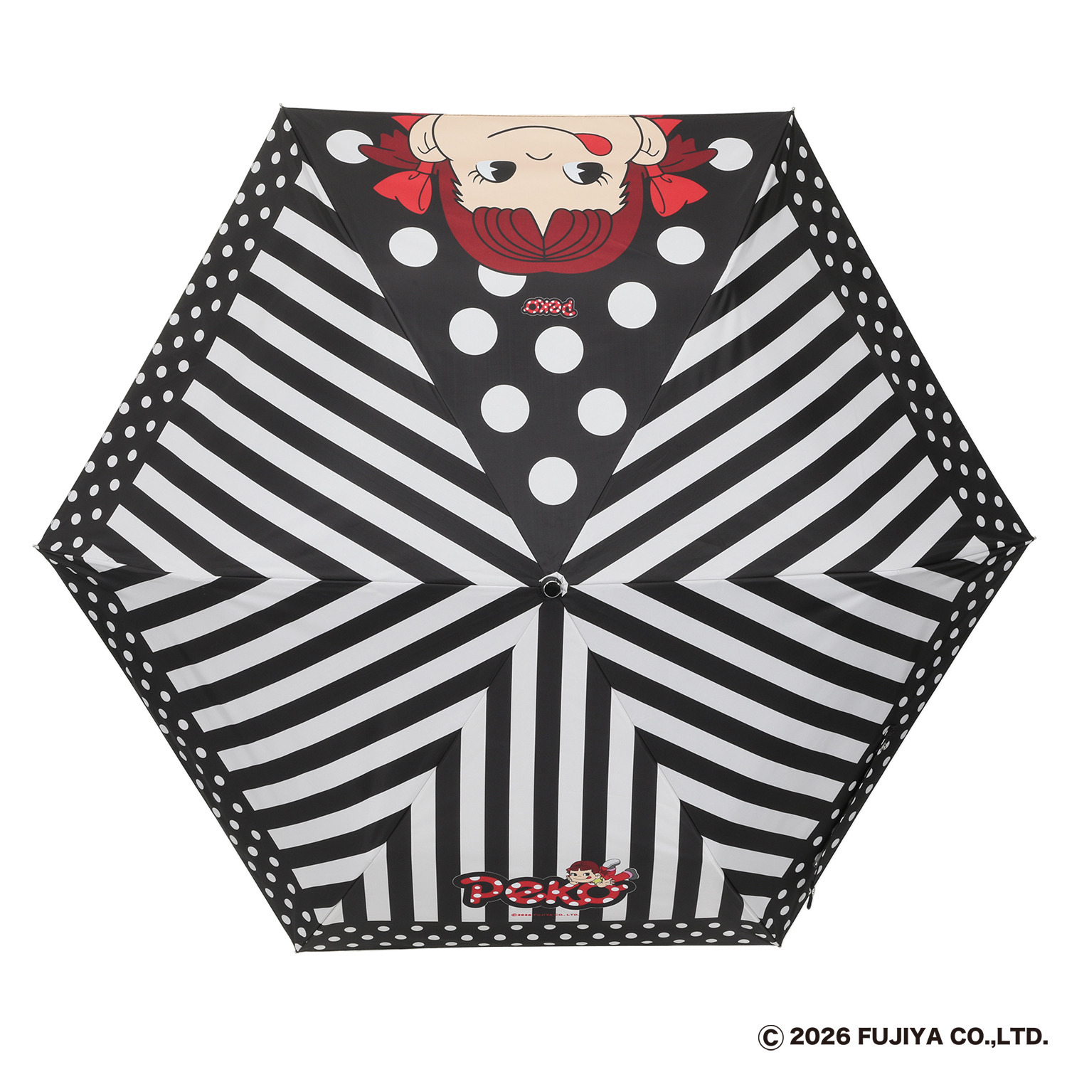 ペコちゃん 簡単開閉 ＵＶカット 晴雨兼用折りたたみ日傘 収納バッグ付