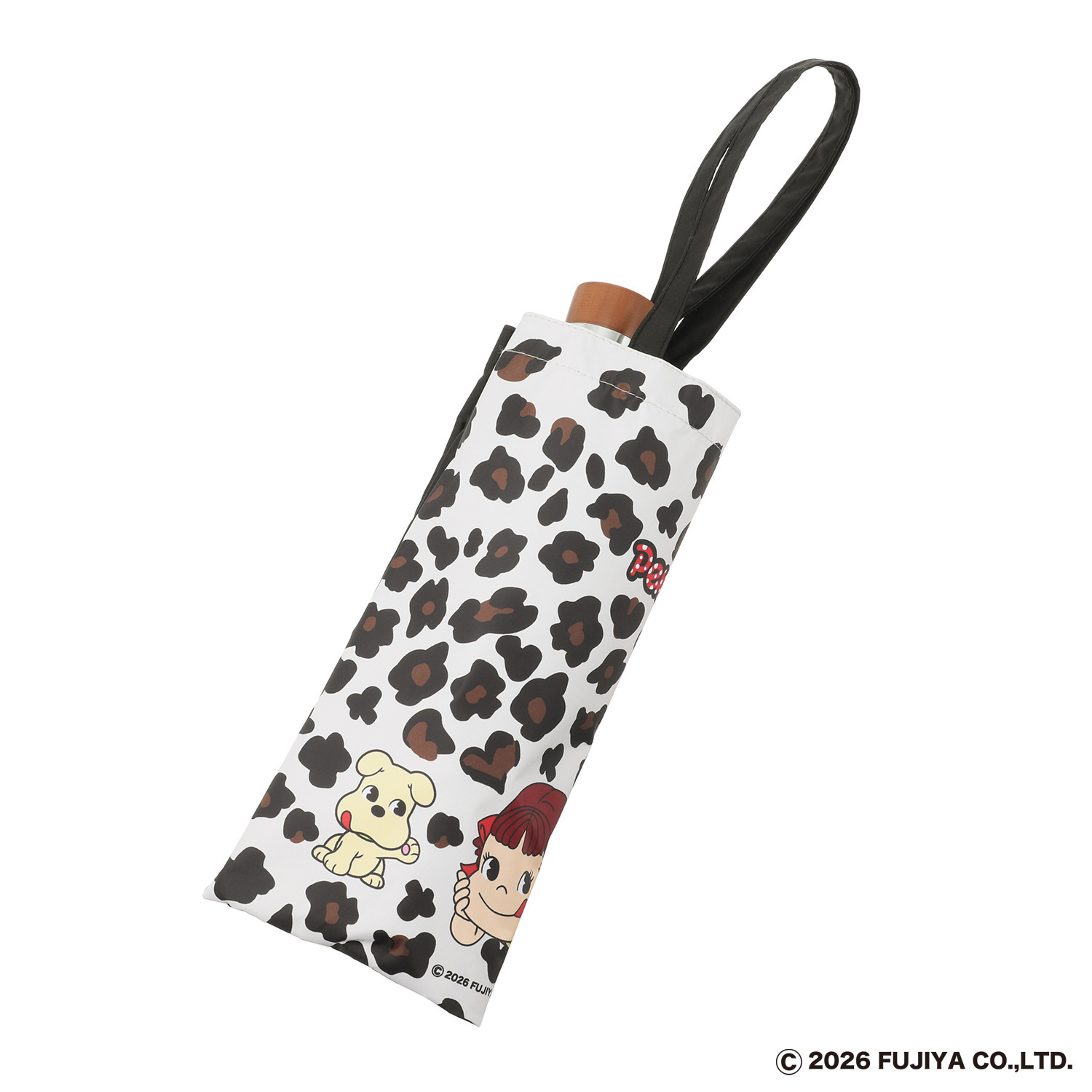 ペコちゃん 簡単開閉 ＵＶカット 晴雨兼用折りたたみ日傘 収納バッグ付