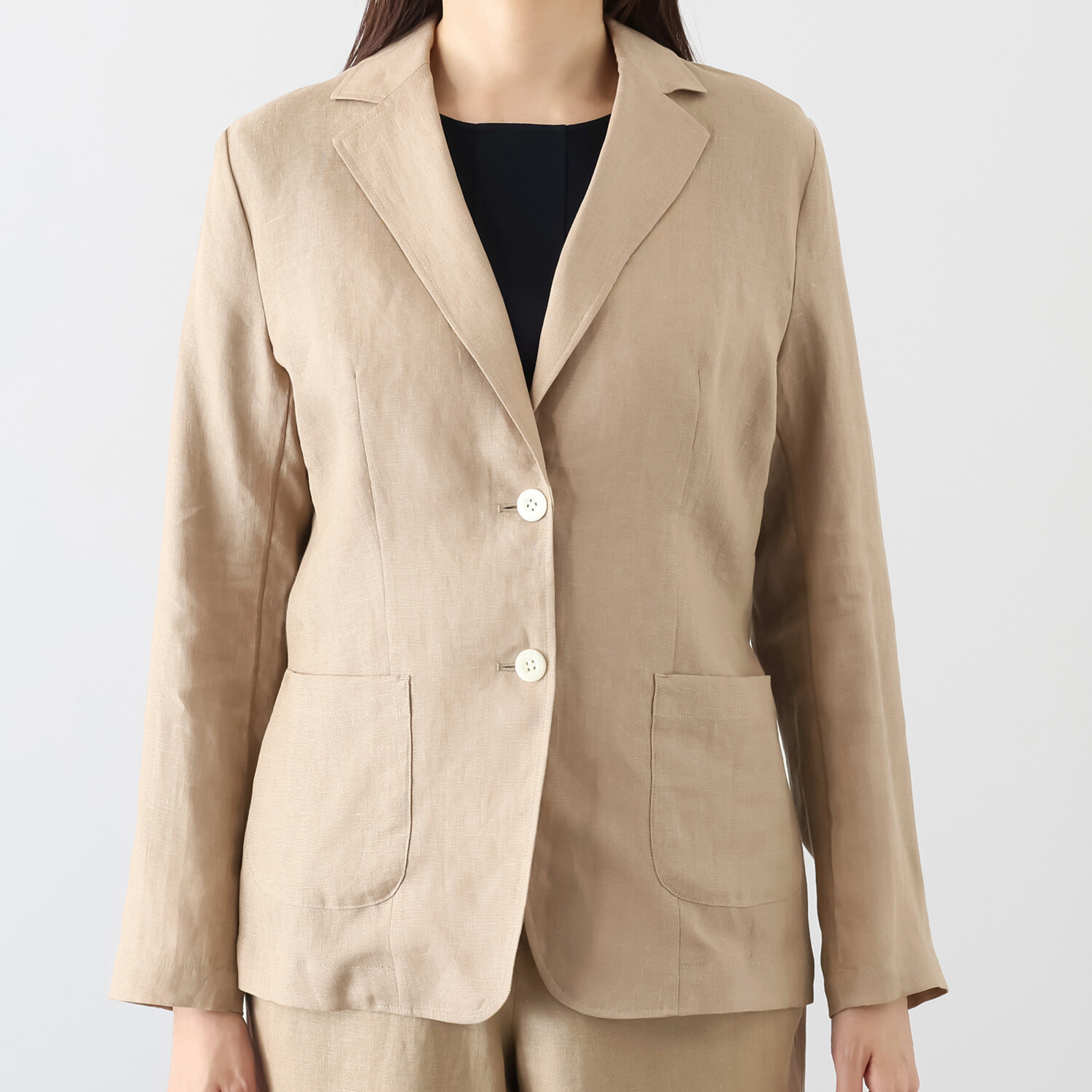 メリオン フランス・ ノルマンディー産 プラチナプレミアムリネン 立体シルエット テーラードジャケット