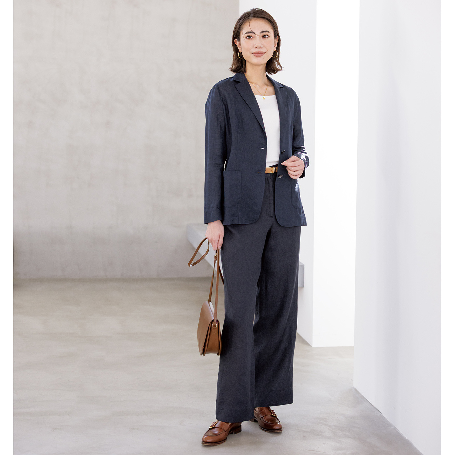 メリオン フランス・ ノルマンディー産 プラチナプレミアムリネン 立体シルエット テーラードジャケット