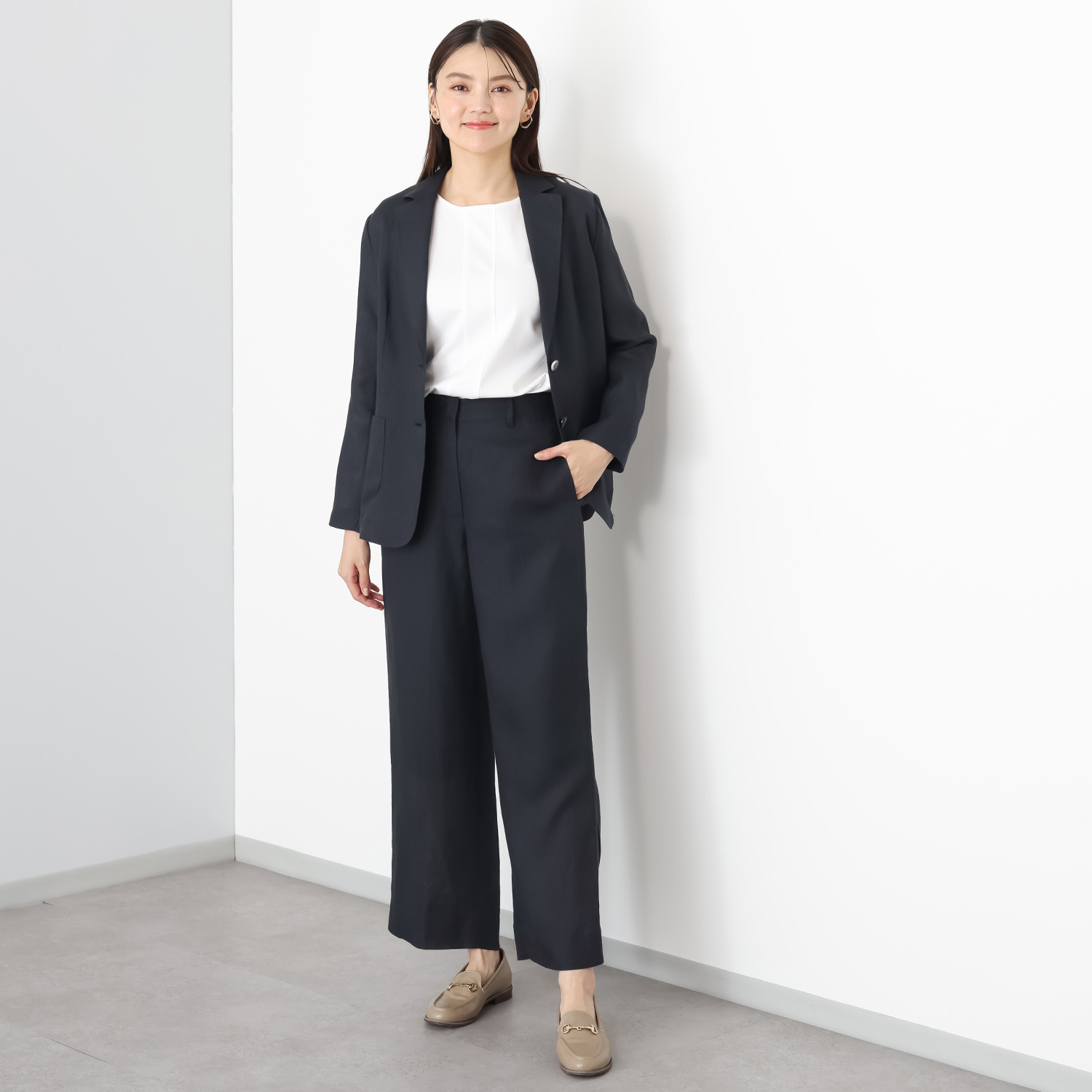 メリオン フランス・ ノルマンディー産 プラチナプレミアムリネン 立体シルエット ワイドパンツ