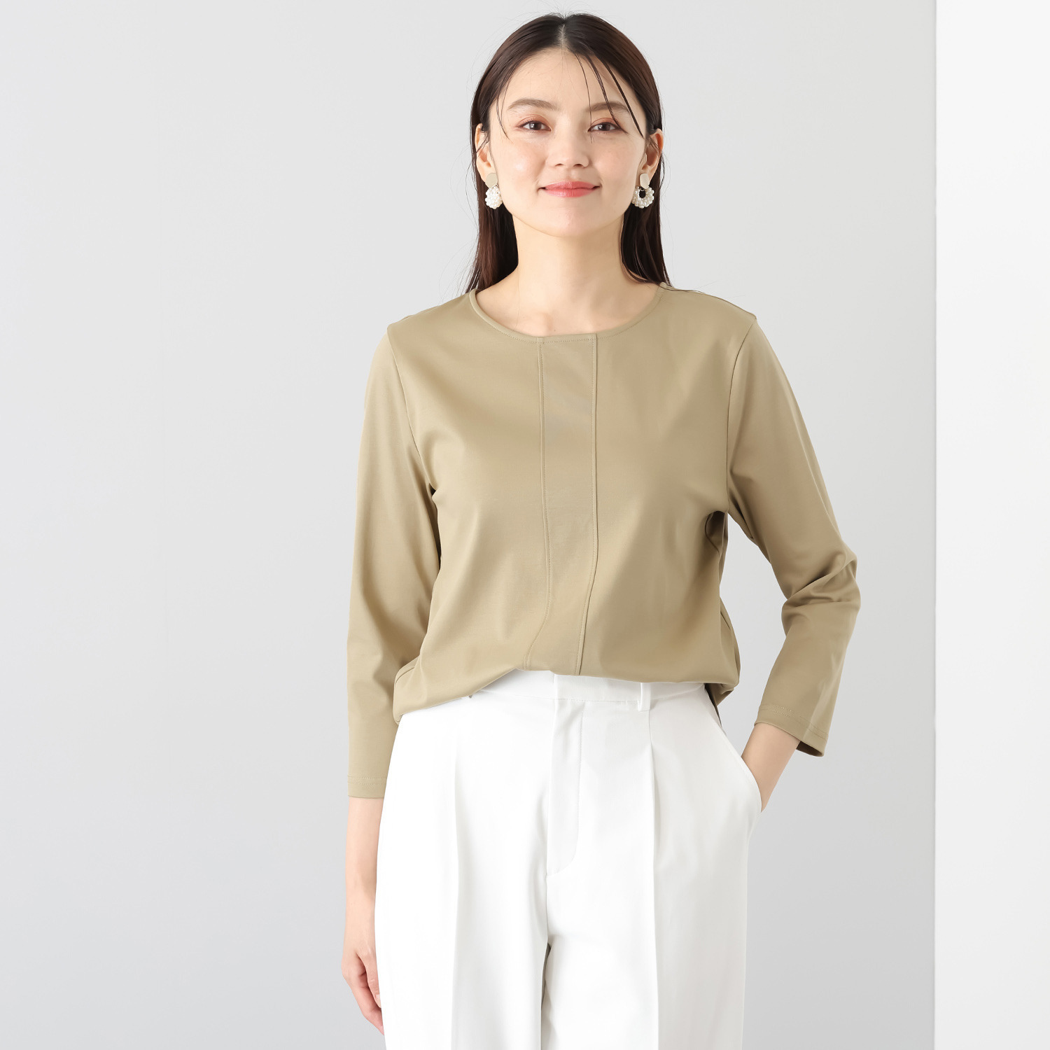 メリオン スーピマコットン１００％ なめらかで至福の着心地 切替デザインプルオーバー