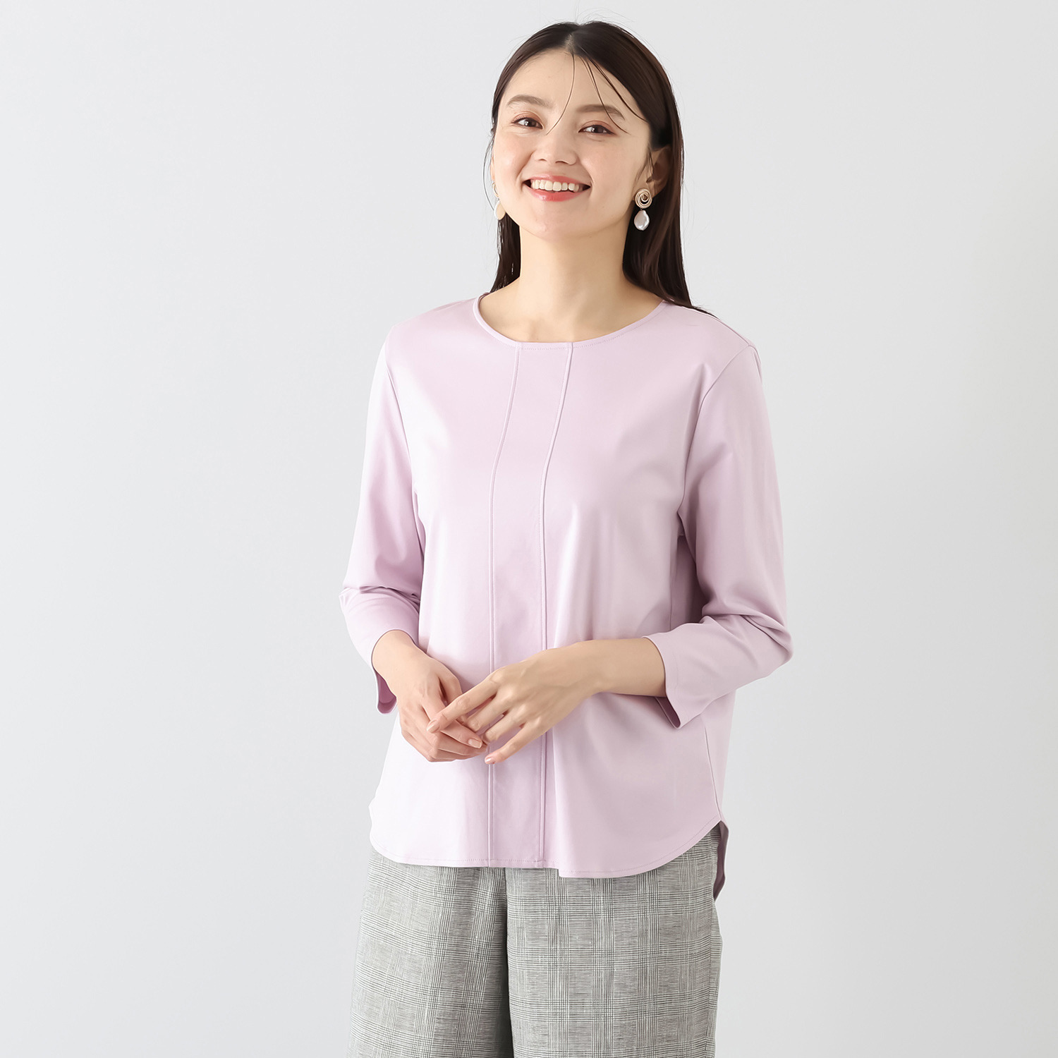 メリオン スーピマコットン１００％ なめらかで至福の着心地 切替デザインプルオーバー