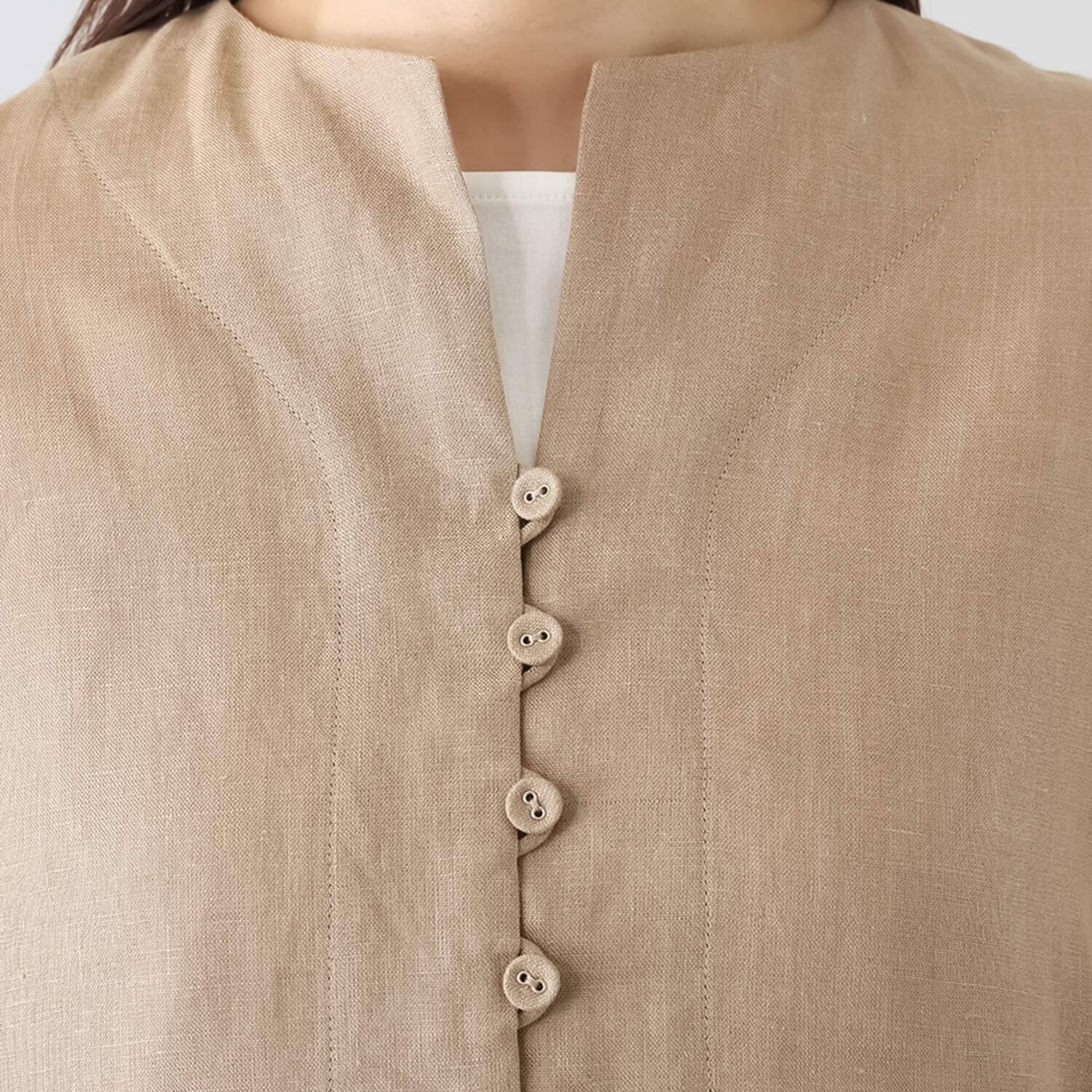 メリオン フランス・ ノルマンディー産 プラチナプレミアムリネン ロング丈羽織りシャツ