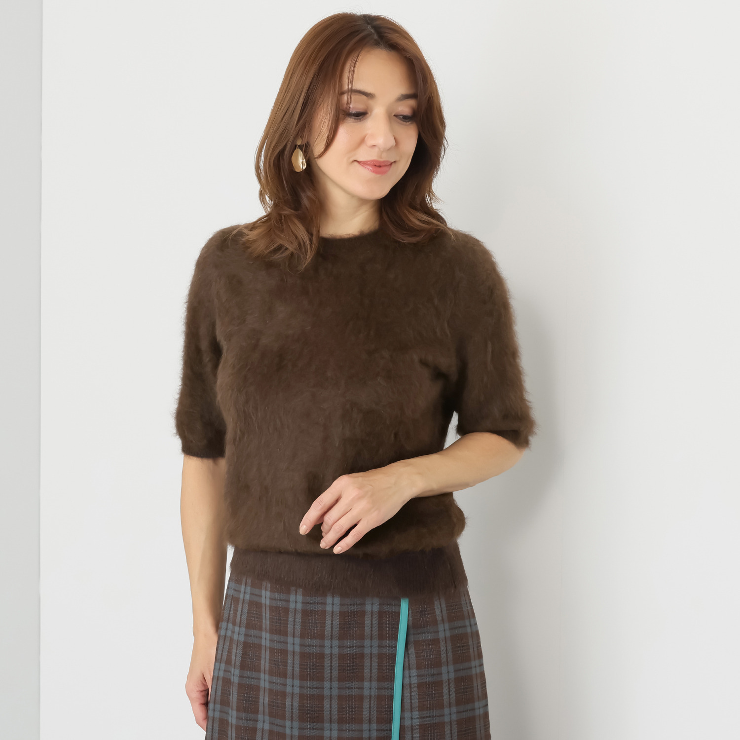 ネイチャーズ 無染色ヤク ファー加工 半袖プルオーバー