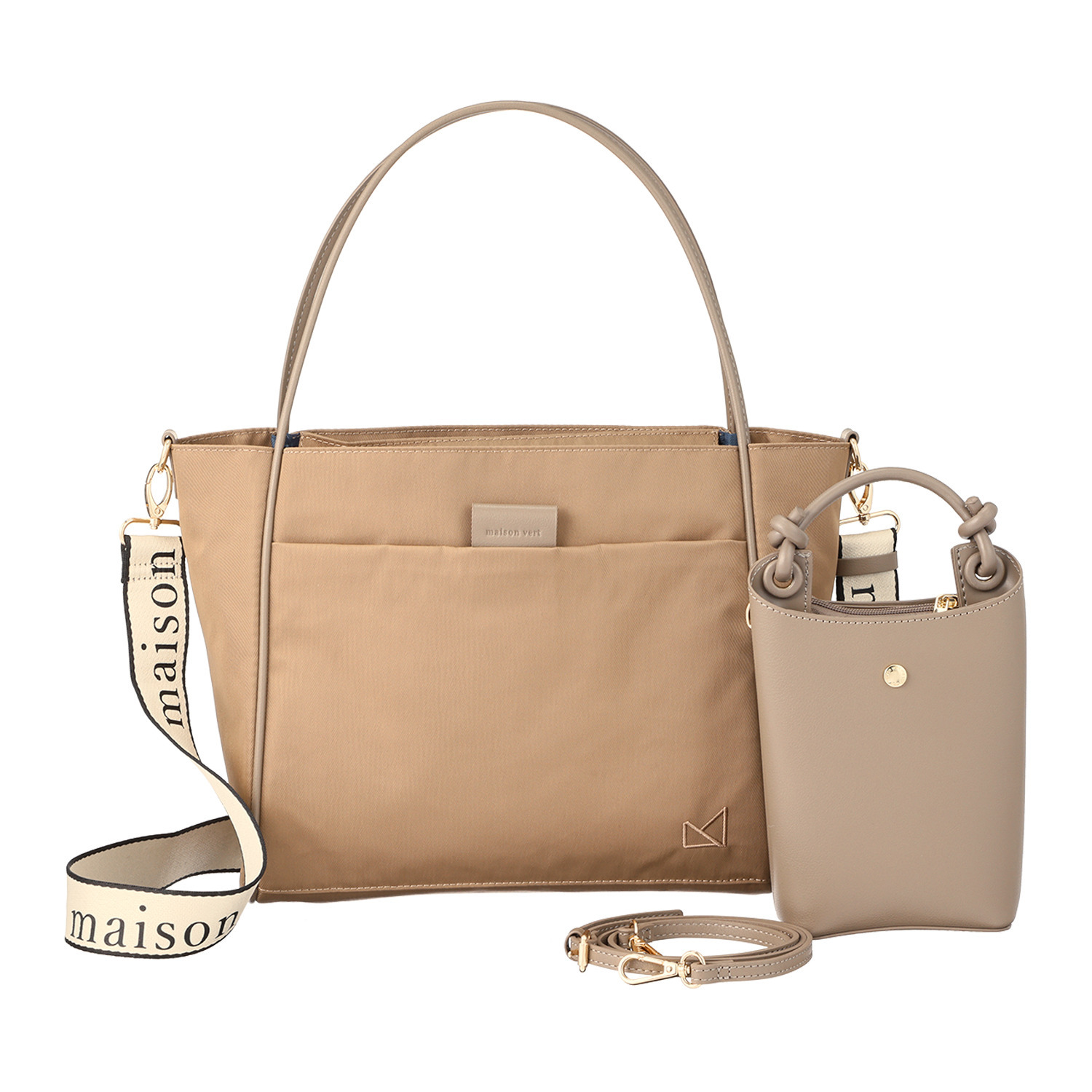 メゾンヴェール はっ水ナイロン ３層構造　軽量 ２ウェイトートバッグ＆ スマホショルダーセット