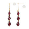 石友蔵出しコレクション ガーネット ドロップシェイプ イヤークリップ／ピアス