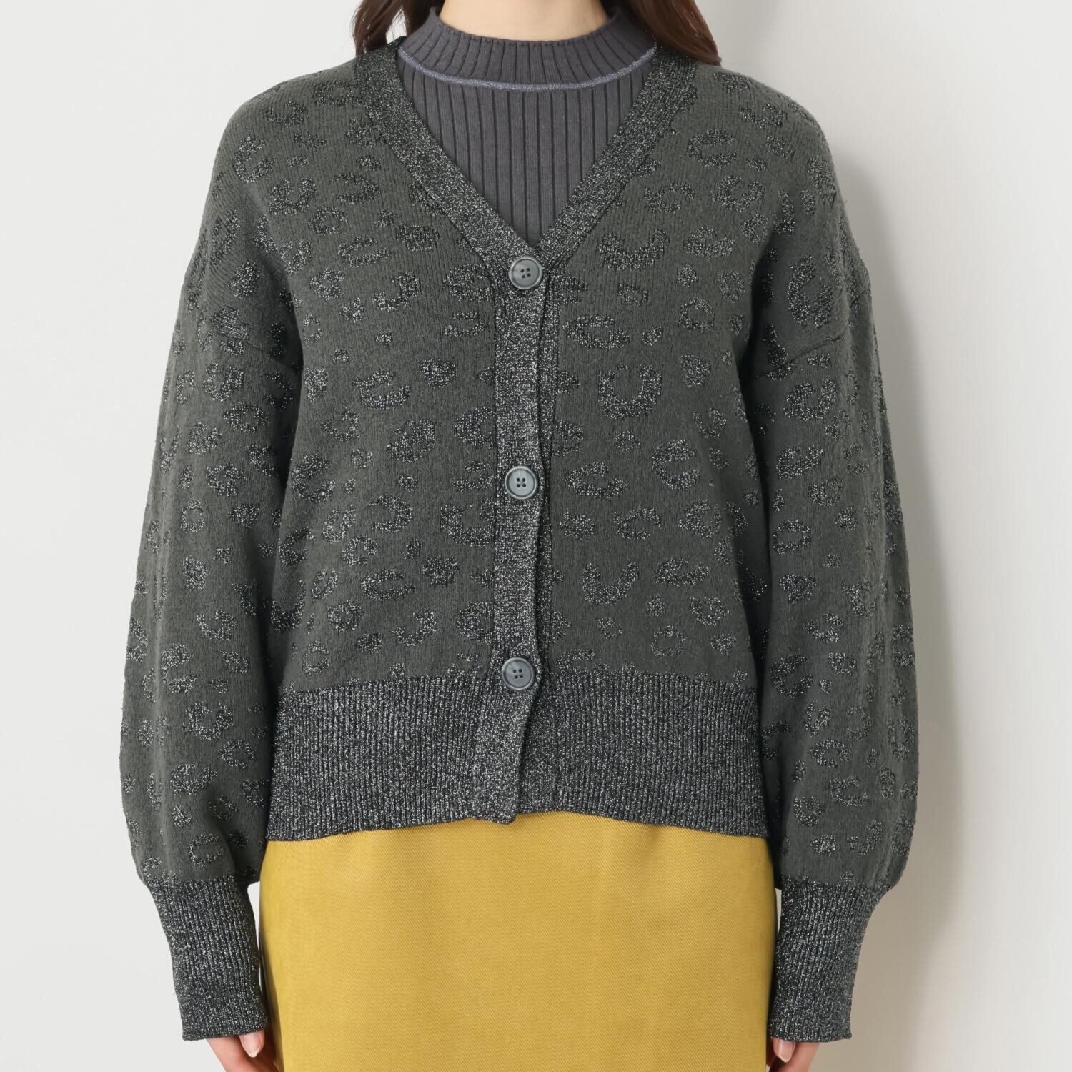 コモエリークローゼット ラメジャガード ニットカーディガン