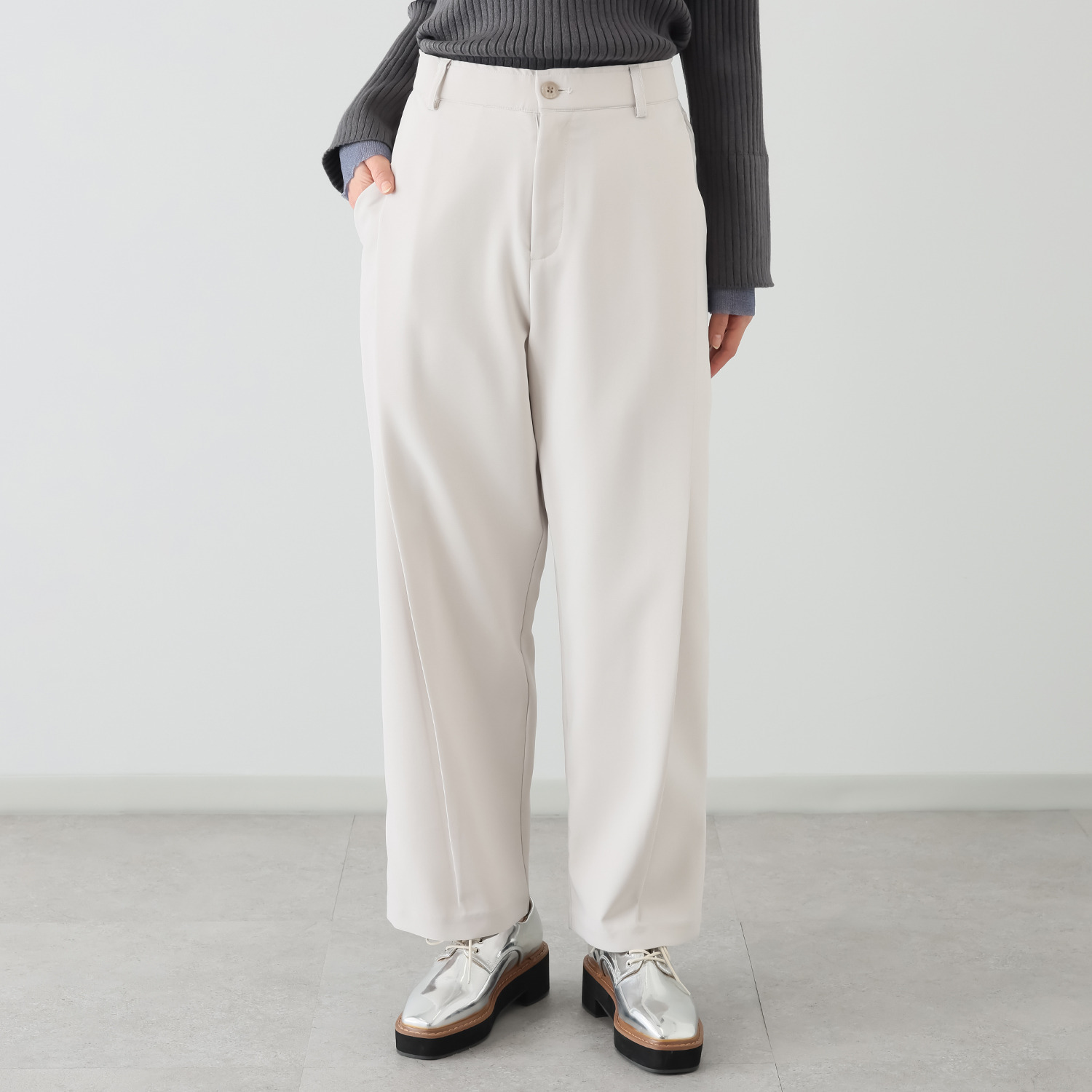 コモエリークローゼット ダイアゴナル タックパンツ