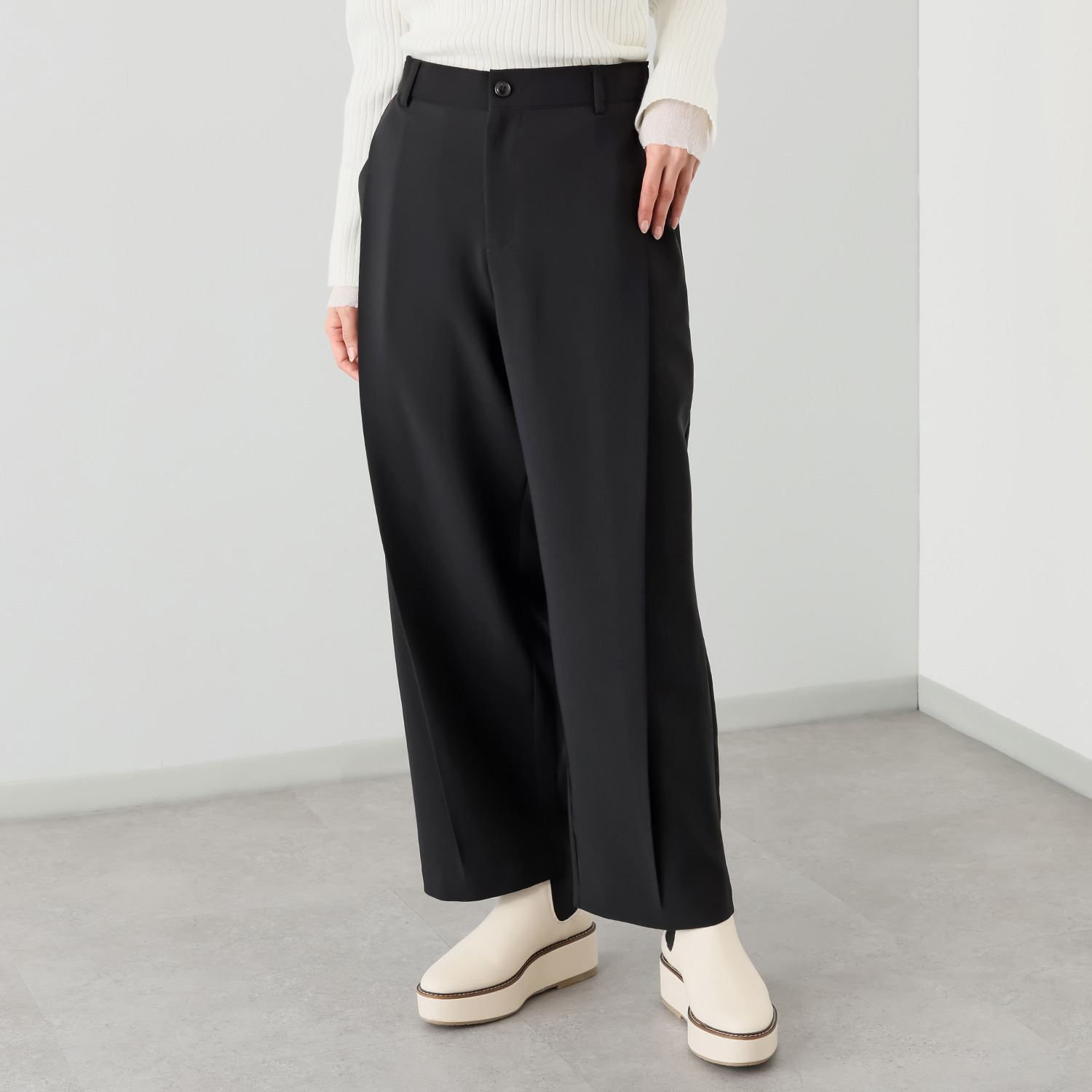 コモエリークローゼット ダイアゴナル タックパンツ