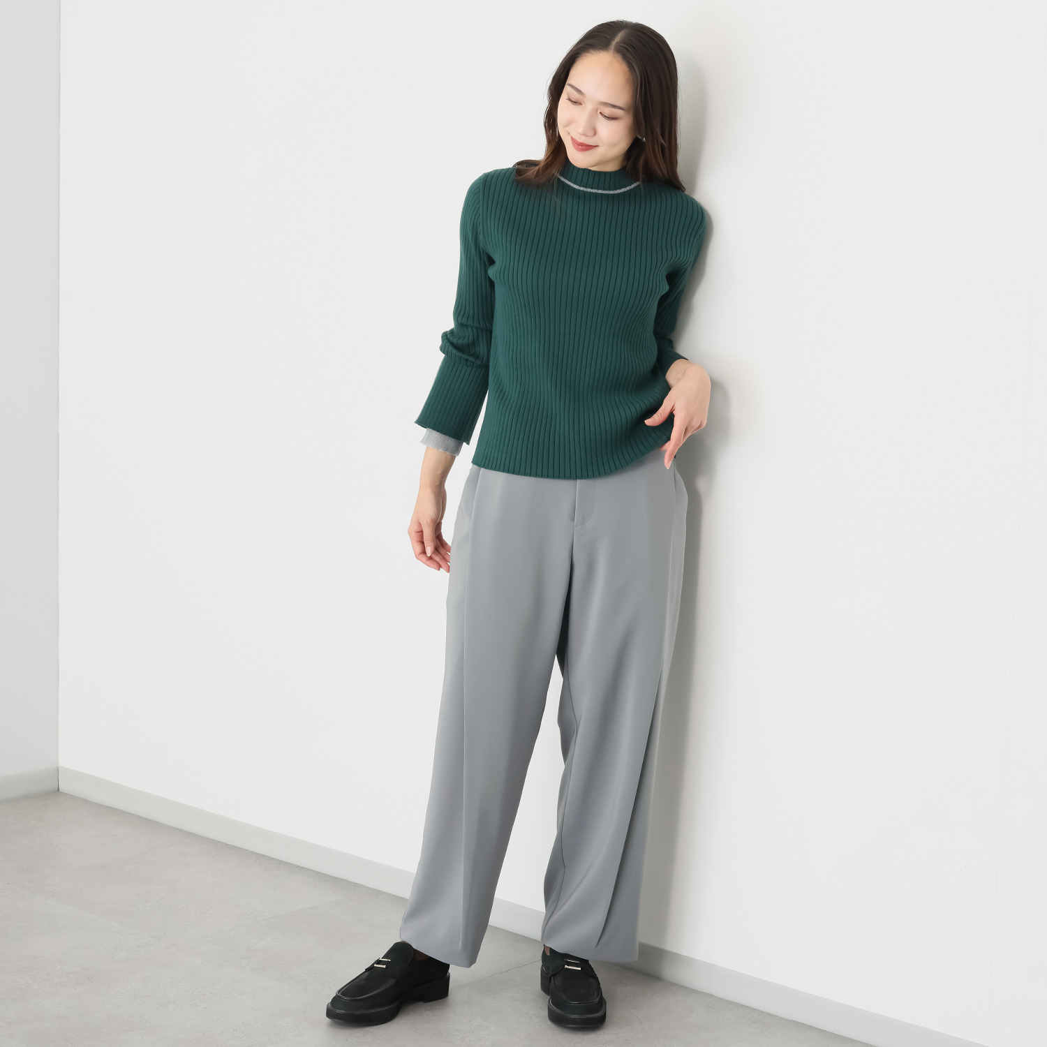 コモエリークローゼット ダイアゴナル タックパンツ