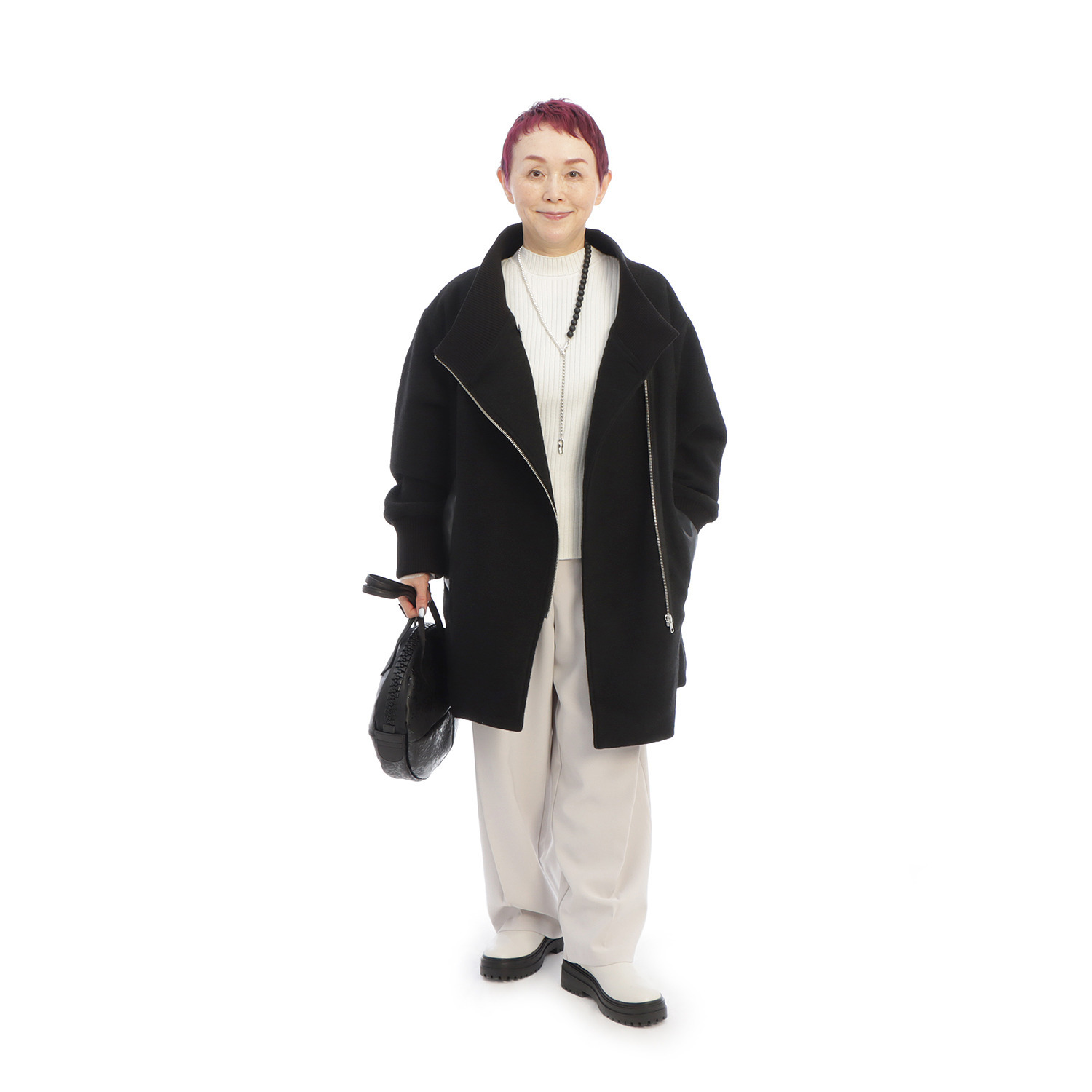 コモエリークローゼット ダイアゴナル タックパンツ