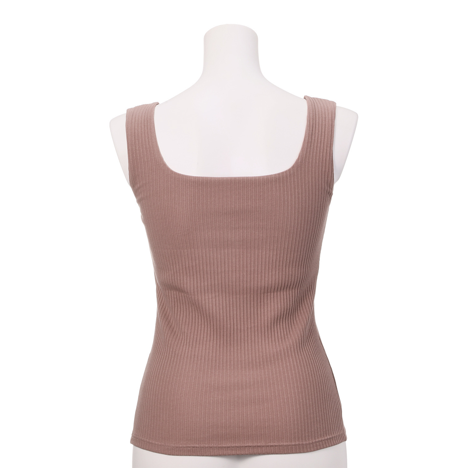 プラスケー コットンブレンド スクエアネック カップ付リブタンクトップ ２枚セット