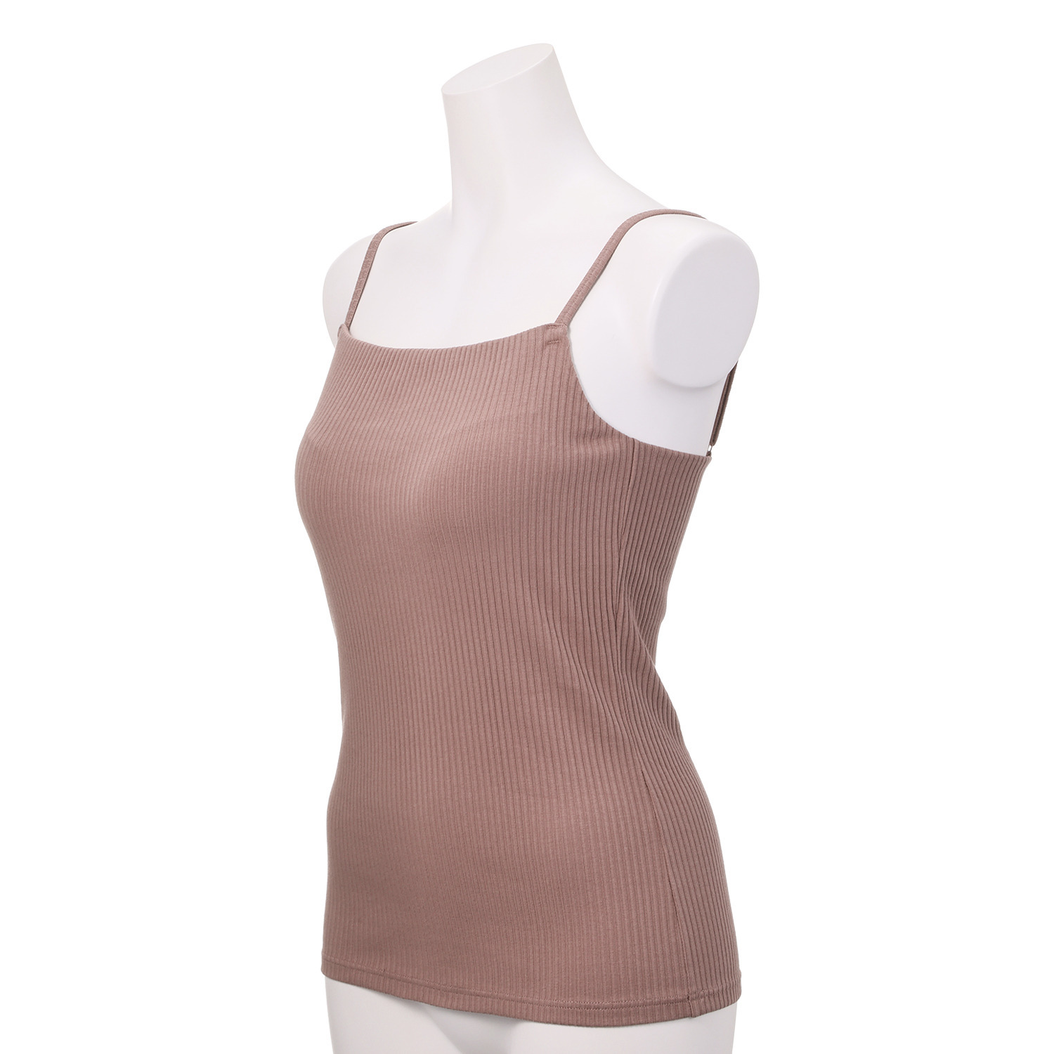 プラスケー コットンブレンド ストレートネック カップ付リブキャミソール ２枚セット