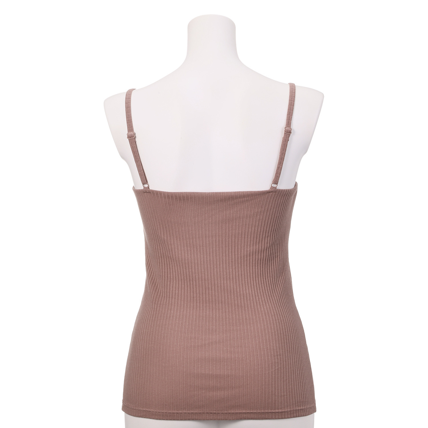 プラスケー コットンブレンド ストレートネック カップ付リブキャミソール ２枚セット