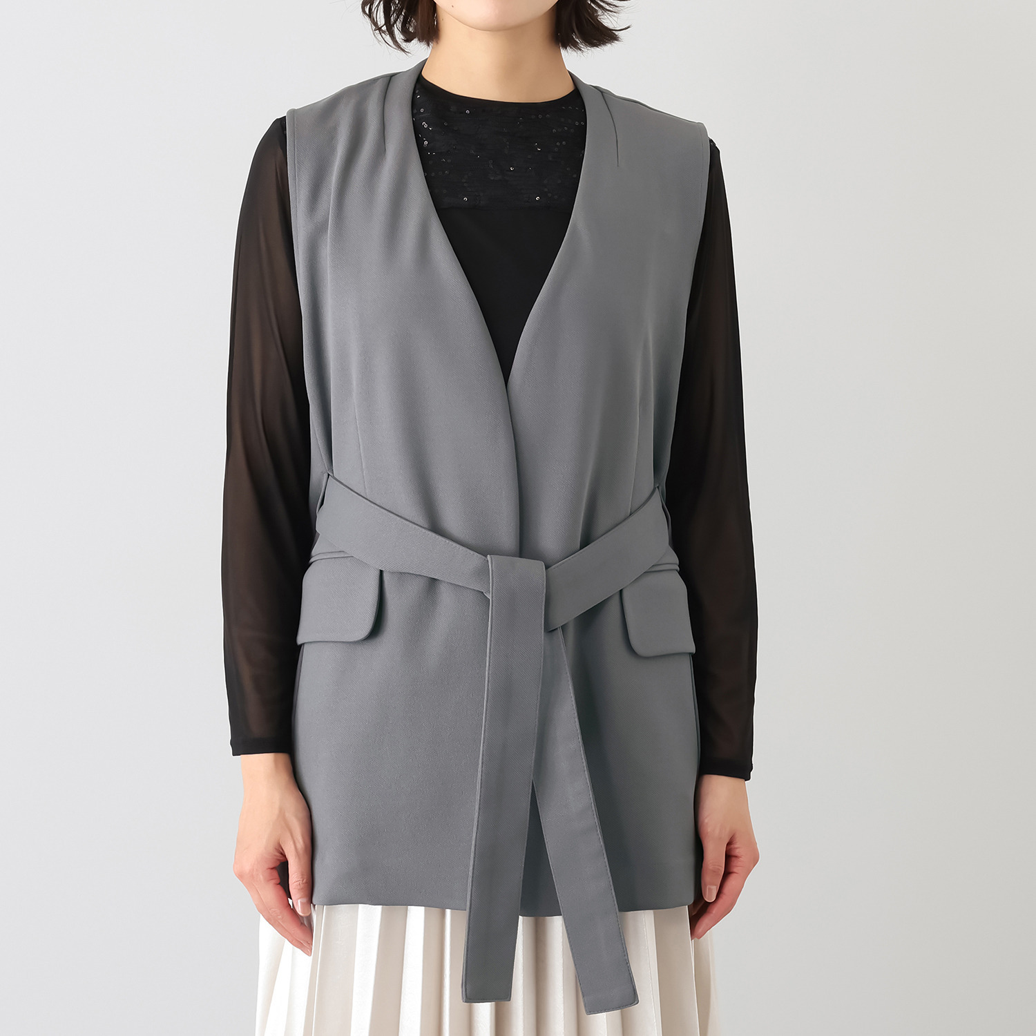 エアリーフェアリー ストレッチカルゼ 着回しスタイルアップジレ