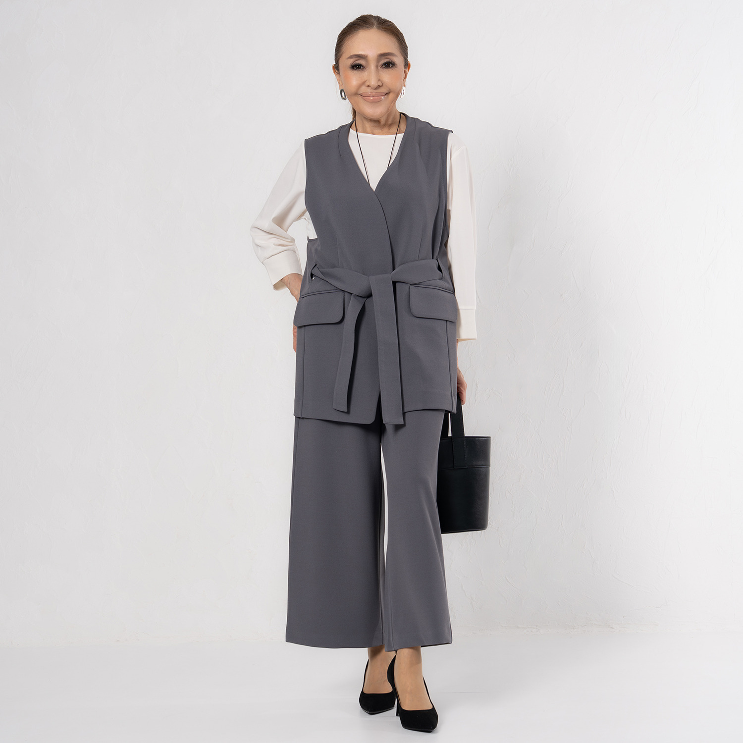 エアリーフェアリー ストレッチカルゼ 着回しスタイルアップジレ