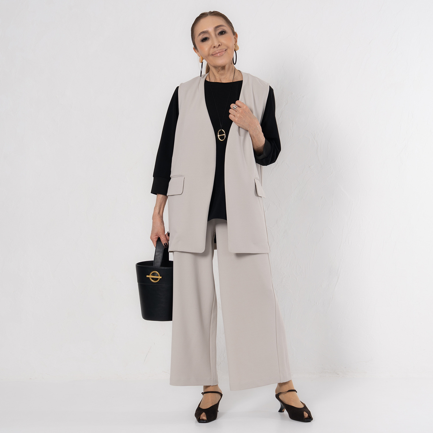 エアリーフェアリー ストレッチカルゼ 着回しスタイルアップジレ