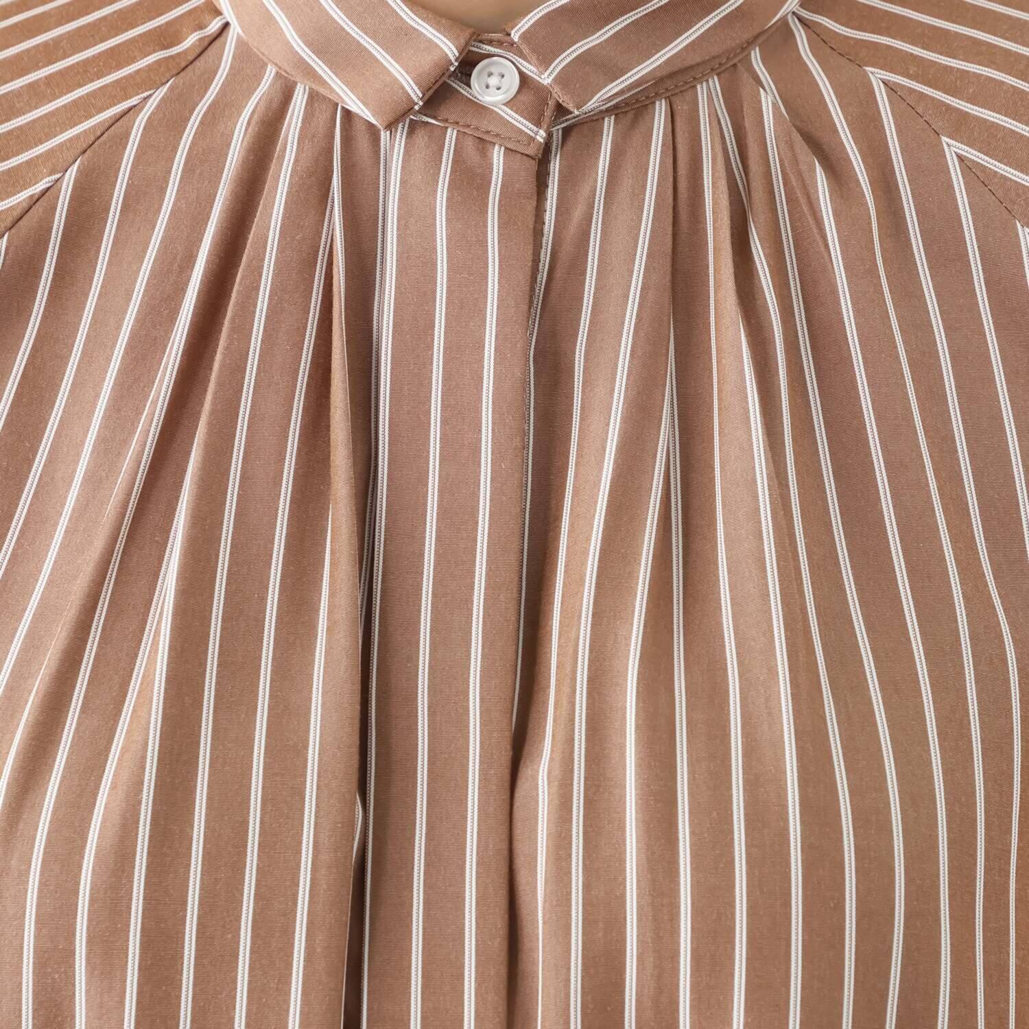 エアリーフェアリー ミニ襟 タックデザイン ストライプシャツ