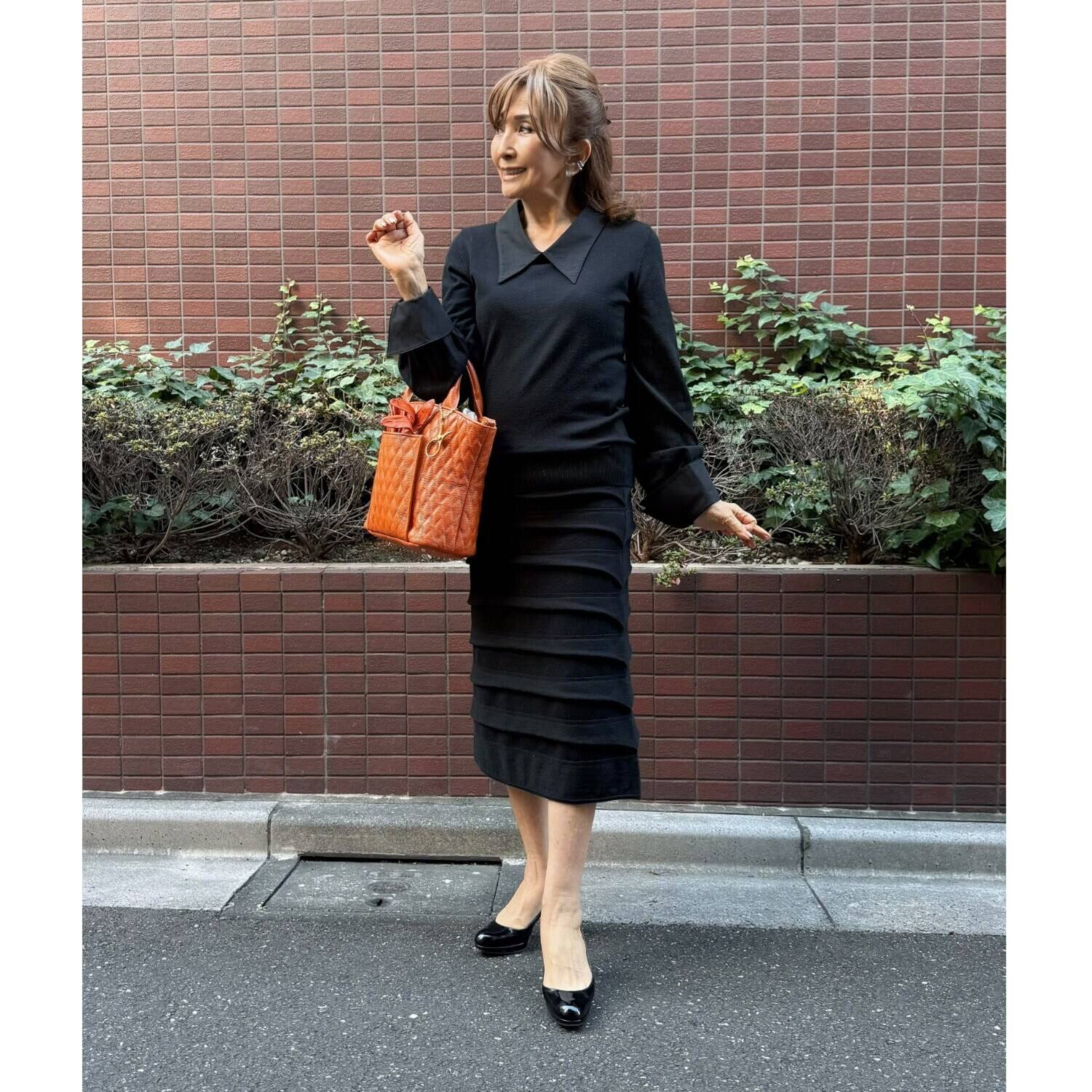 マダムヒロコ シャツカラー＆カフス付 ニットプルオーバー