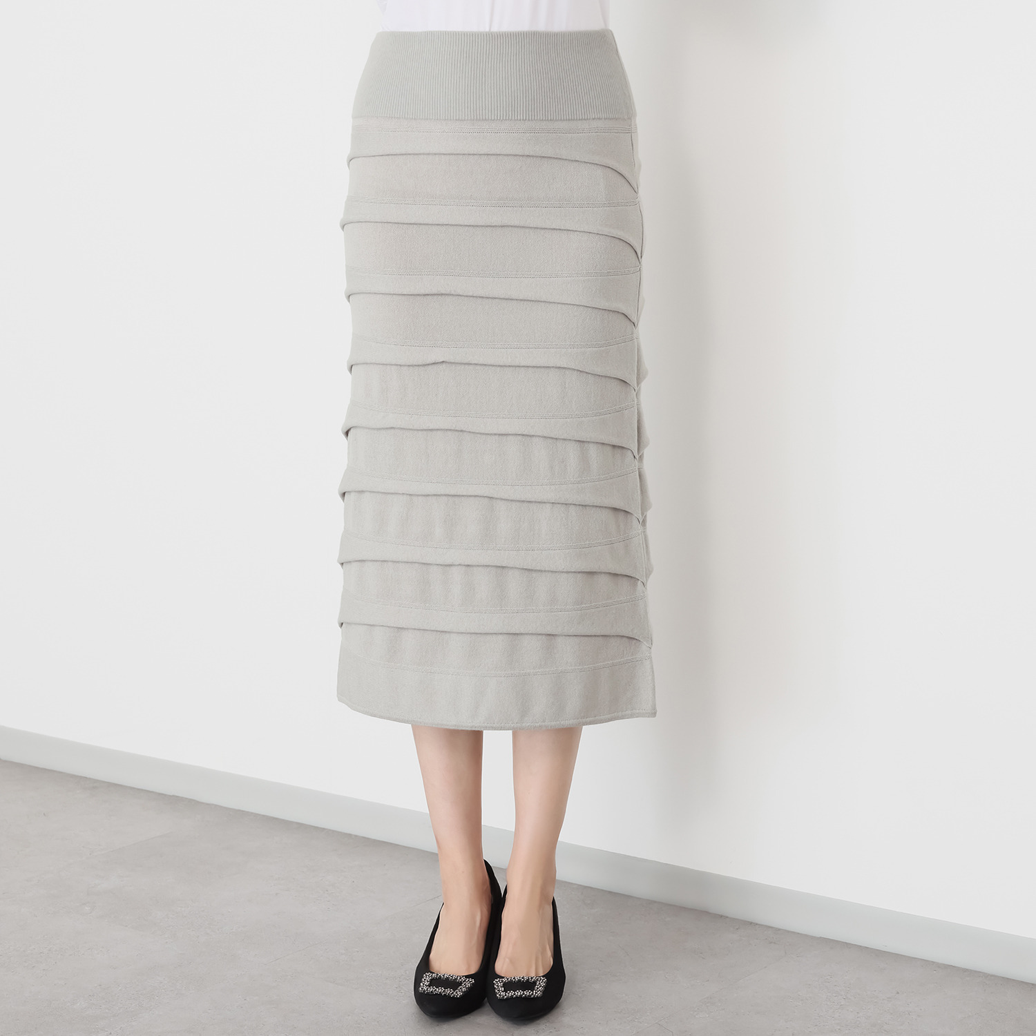 マダムヒロコ ティアードフリル ニットスカート