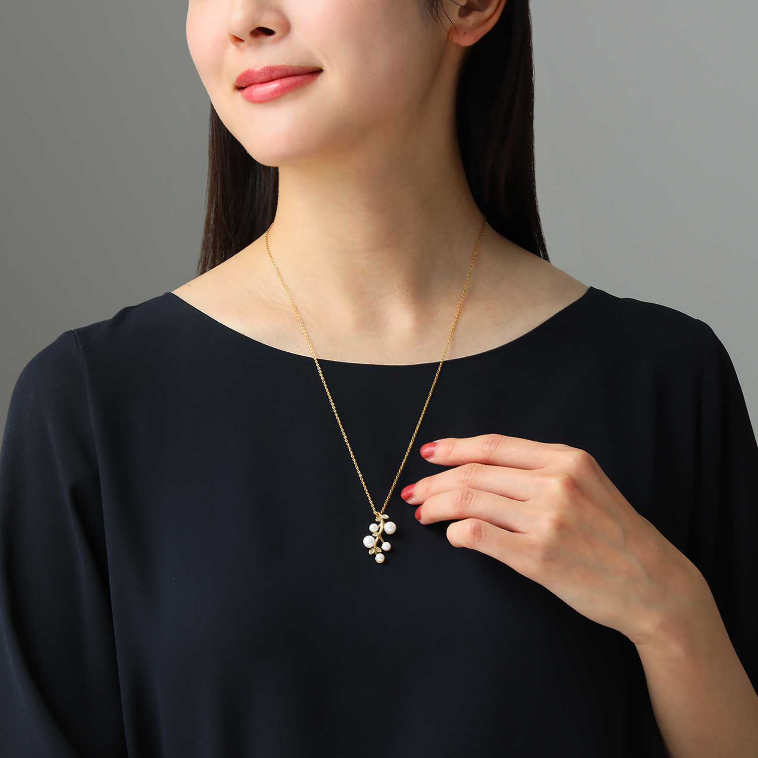 グランシフォレ ステンレス 淡水パール＆ ビジュウ ペンダント