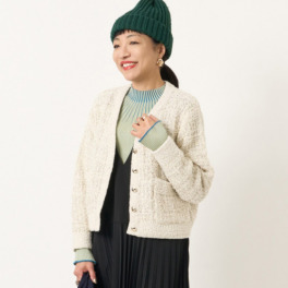 ミューリエ ジャケット見えで リッチ映え 大人のツイード ニットカーディガン